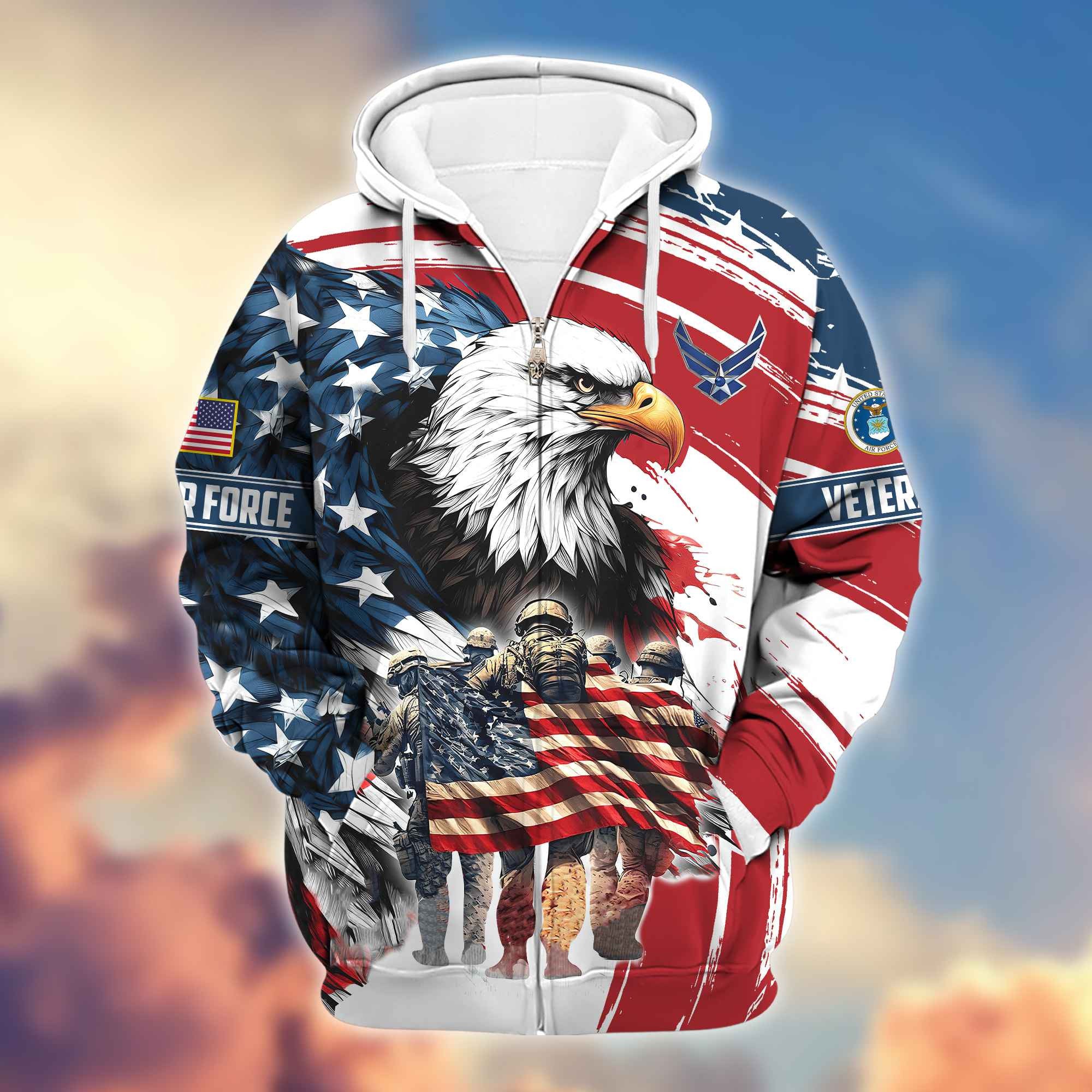 Premium USAF Veterans Zip Hoodie VPVC603804, Gifts For Air Force Veteran