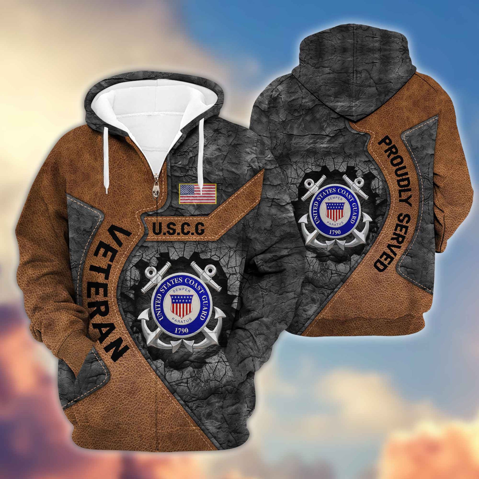 Premium USCG Veterans Zip Hoodie VPVC603905, Gifts For Coast Guard Veteran