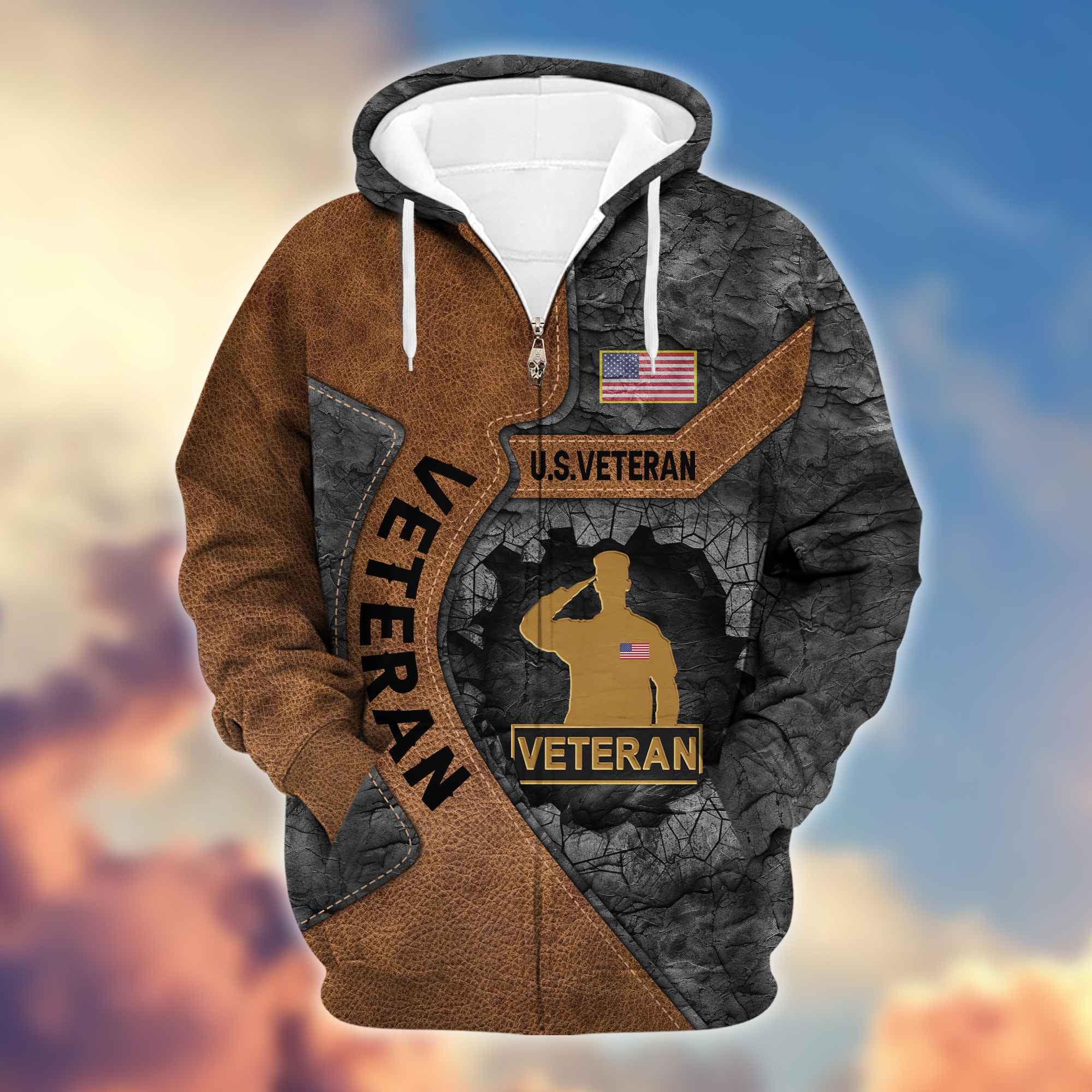 Premium US Veteran Zip Hoodie VPVC603907, Gifts For US Veteran