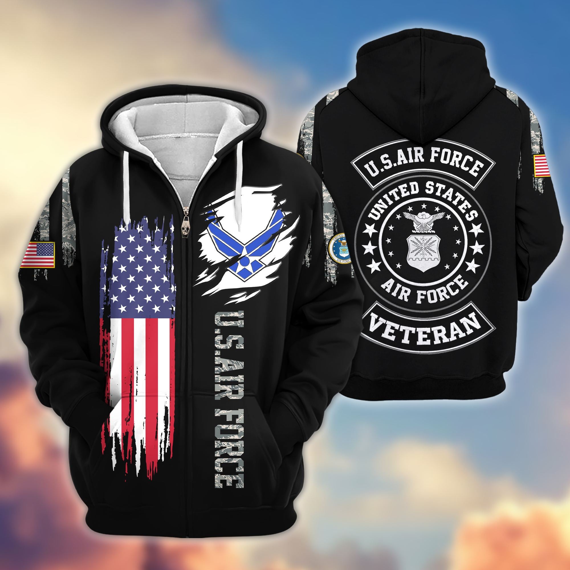 Premium USAF Veterans Zip Hoodie VPVC604004, Gifts For Air Force Veteran