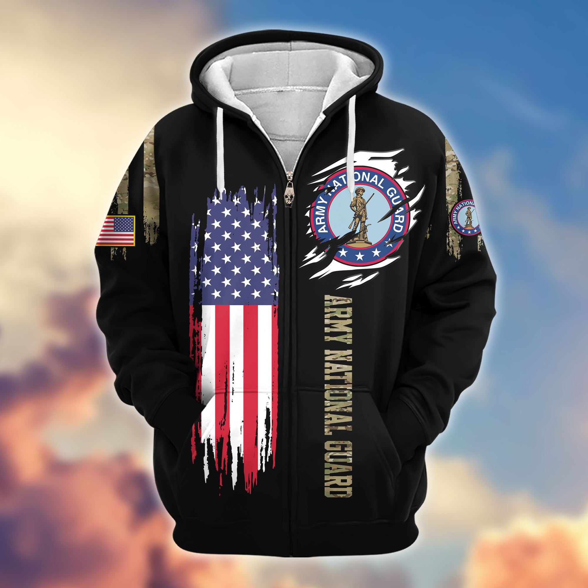 Premium Army National Guard Zip Hoodie VPVC604008, Gifts For Army National Guard Veteran