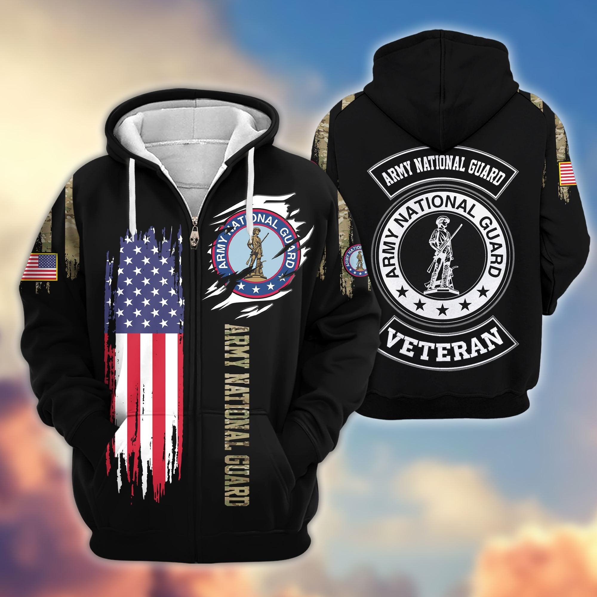 Premium Army National Guard Zip Hoodie VPVC604008, Gifts For Army National Guard Veteran