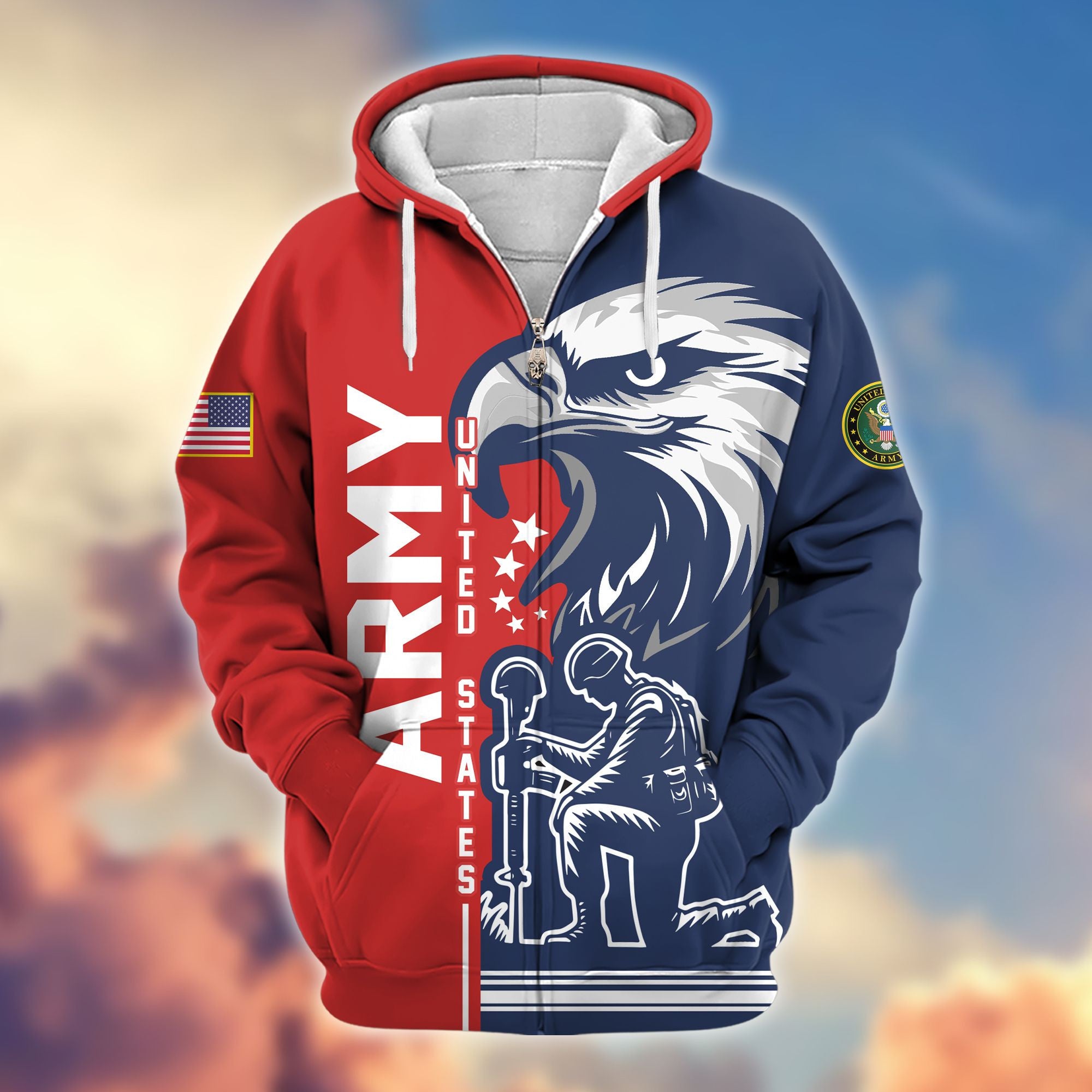 Premium US Army Veterans Zip Hoodie VPVC604201, Gifts For Army Veteran