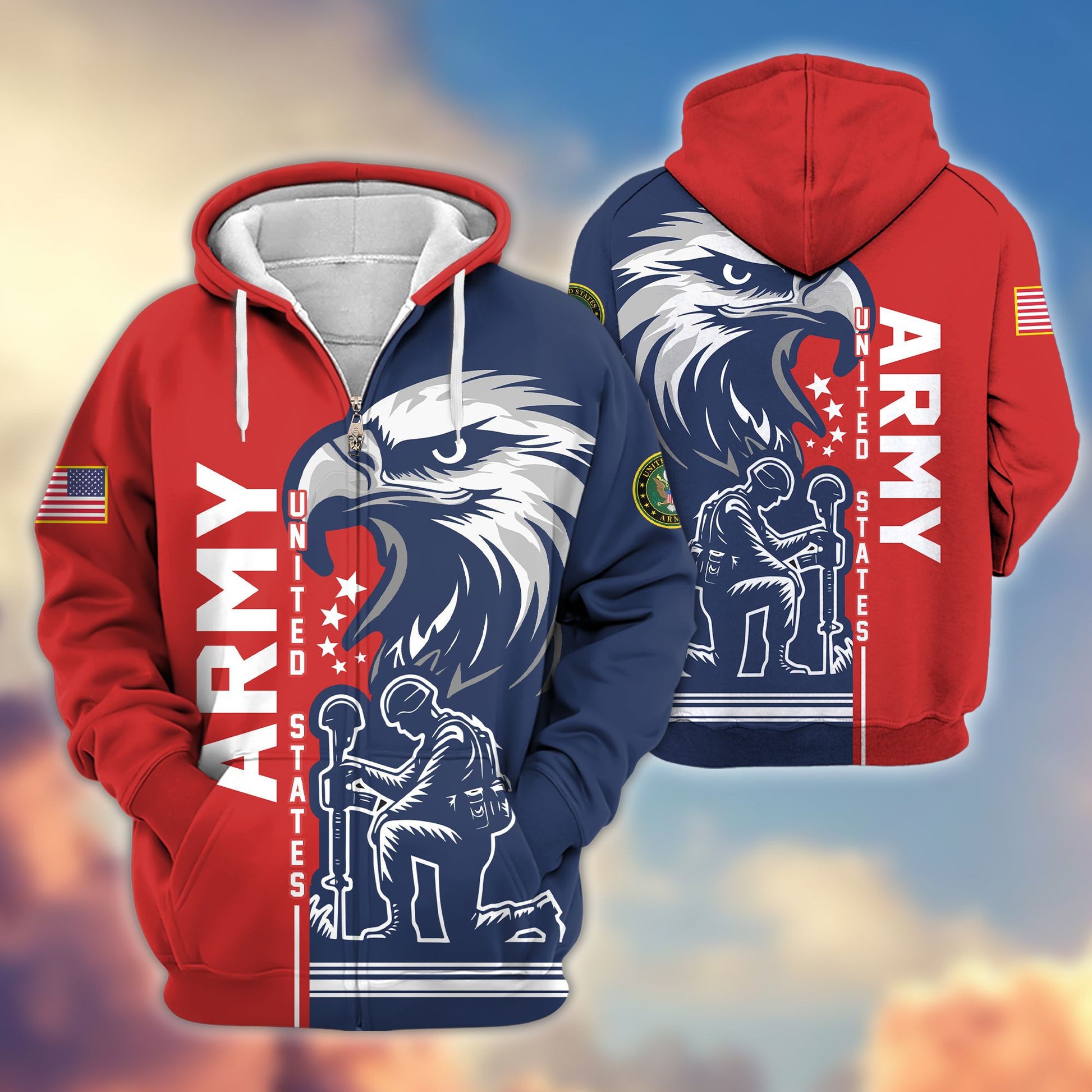 Premium US Army Veterans Zip Hoodie VPVC604201, Gifts For Army Veteran