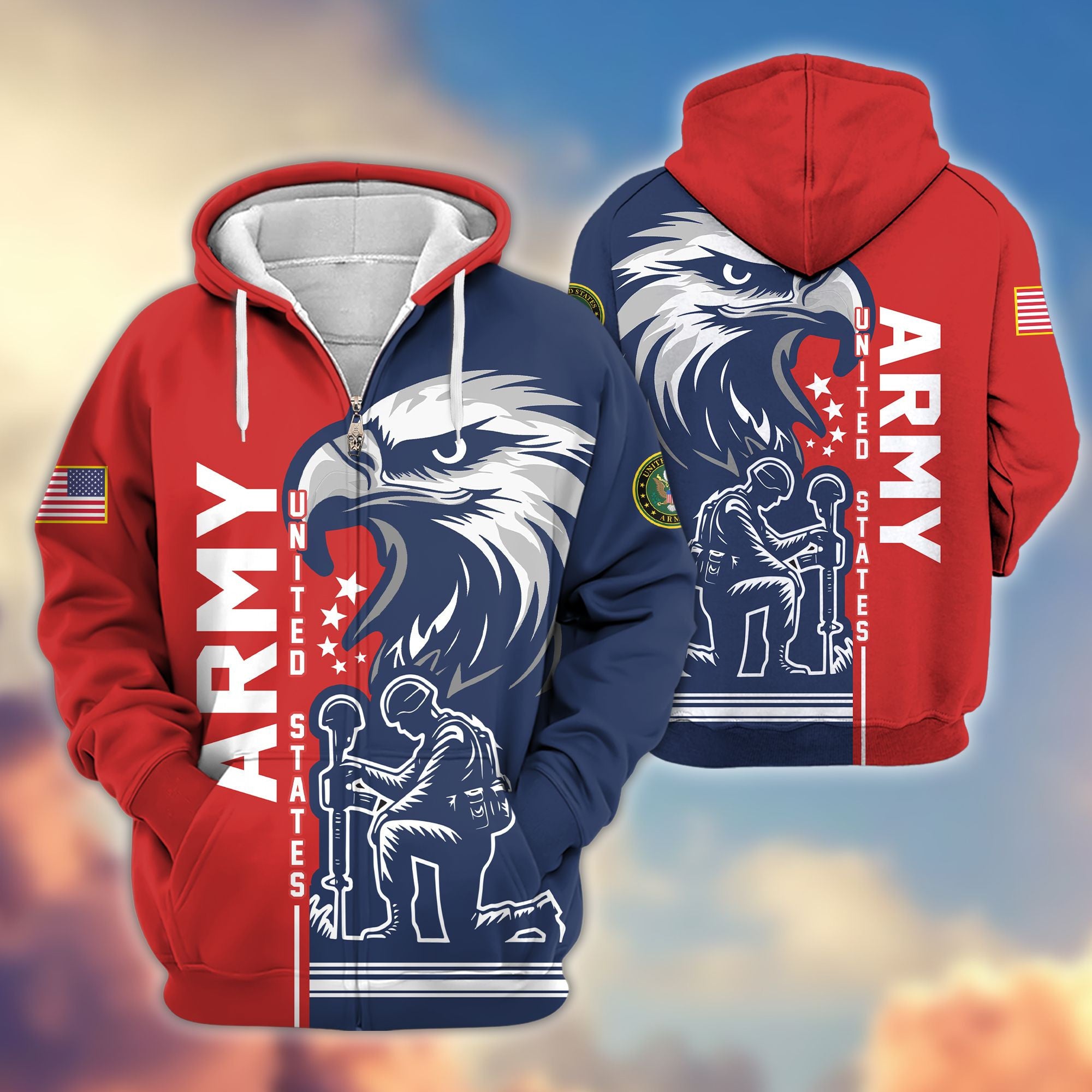 Premium US Army Veterans Zip Hoodie VPVC604201, Gifts For Army Veteran