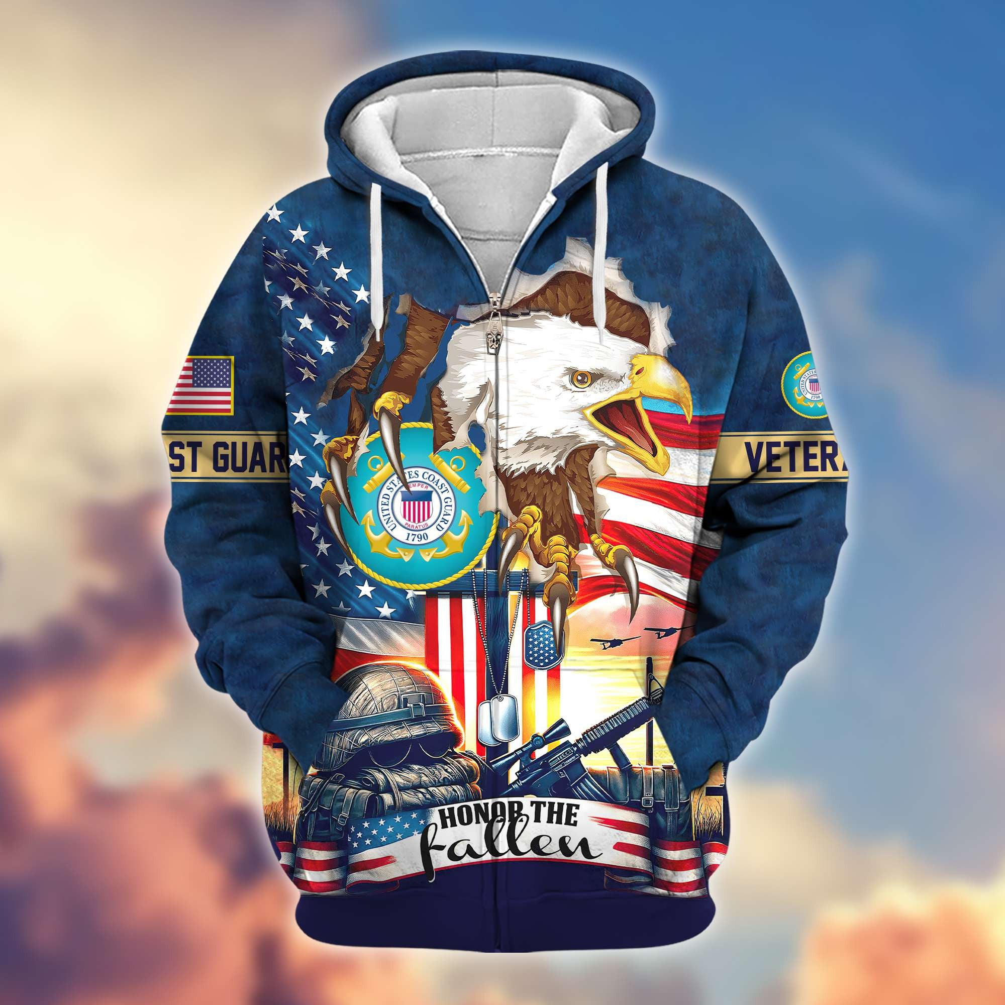 Premium USCG Veteran Zip Hoodie VPVC604405, Gifts For Coast Guard Veteran