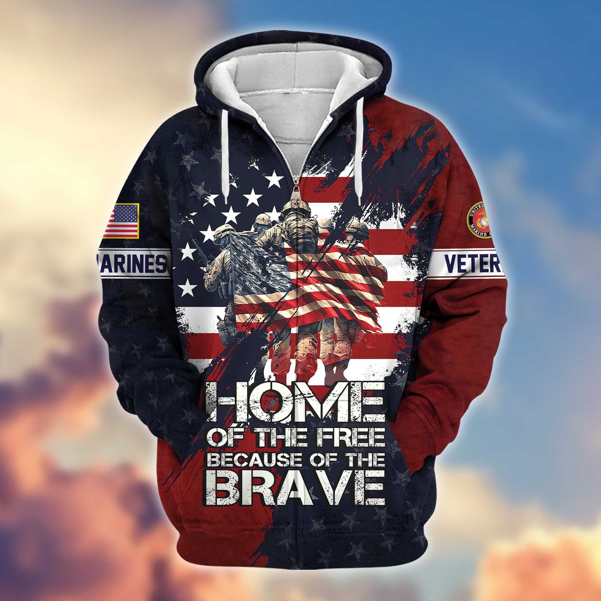 Premium USMC Veteran Zip Hoodie VPVC604503, Gifts For Marine Veteran