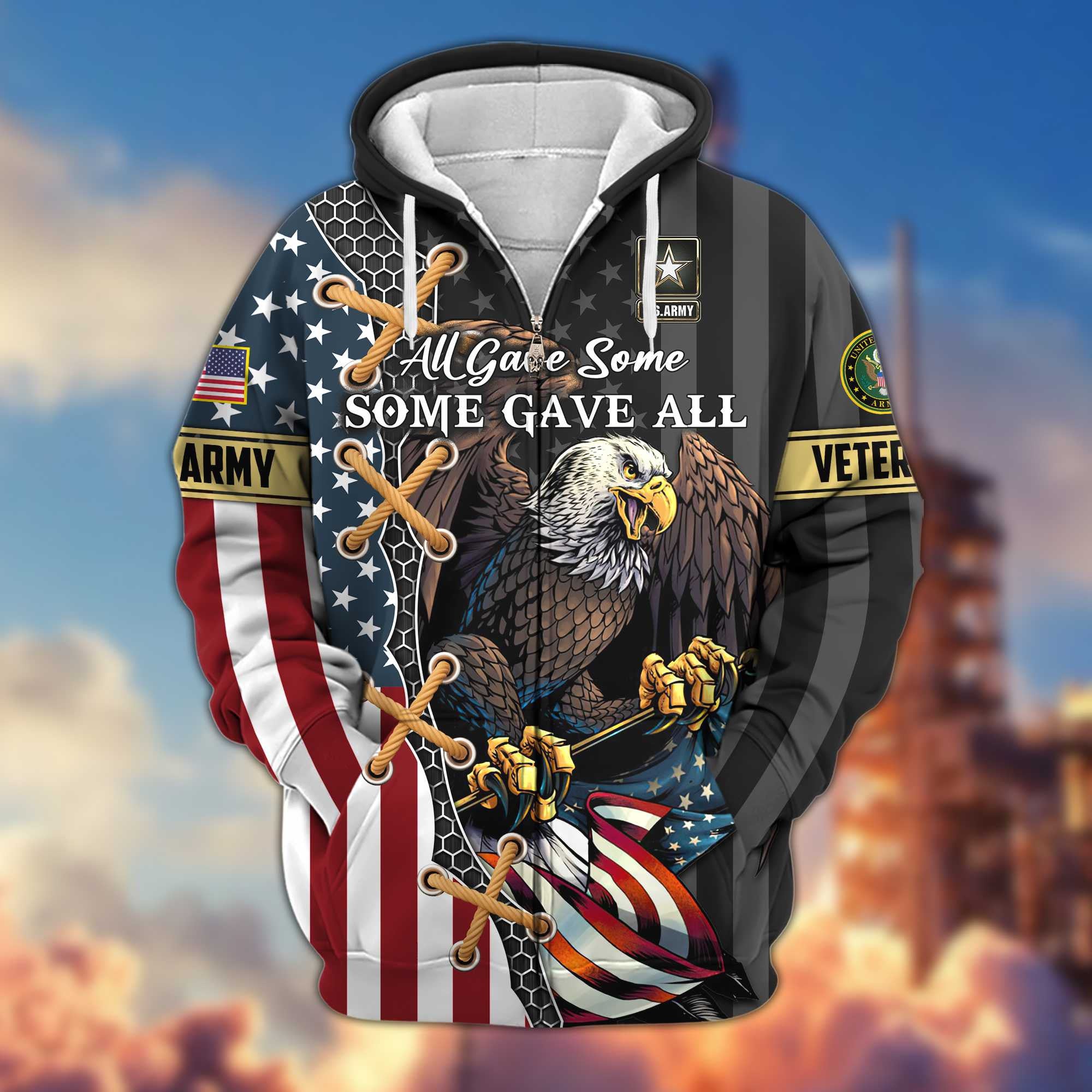 Premium US Army Veteran Zip Hoodie VPVC604701, Gifts For Army Veteran