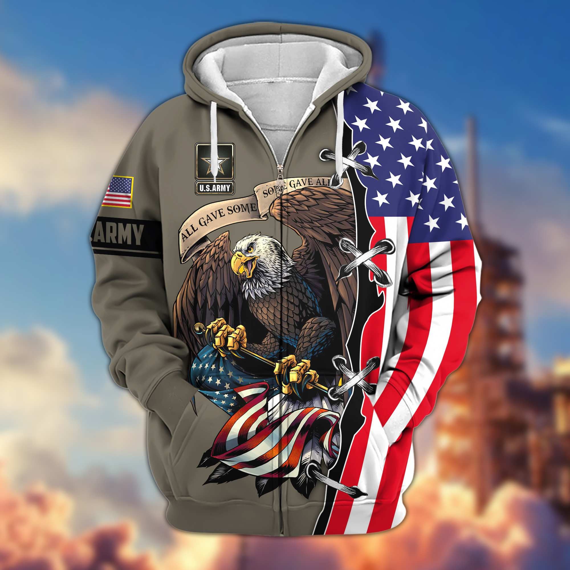 Premium US Army Veteran Zip Hoodie VPVC604810, Gifts For Army Veteran