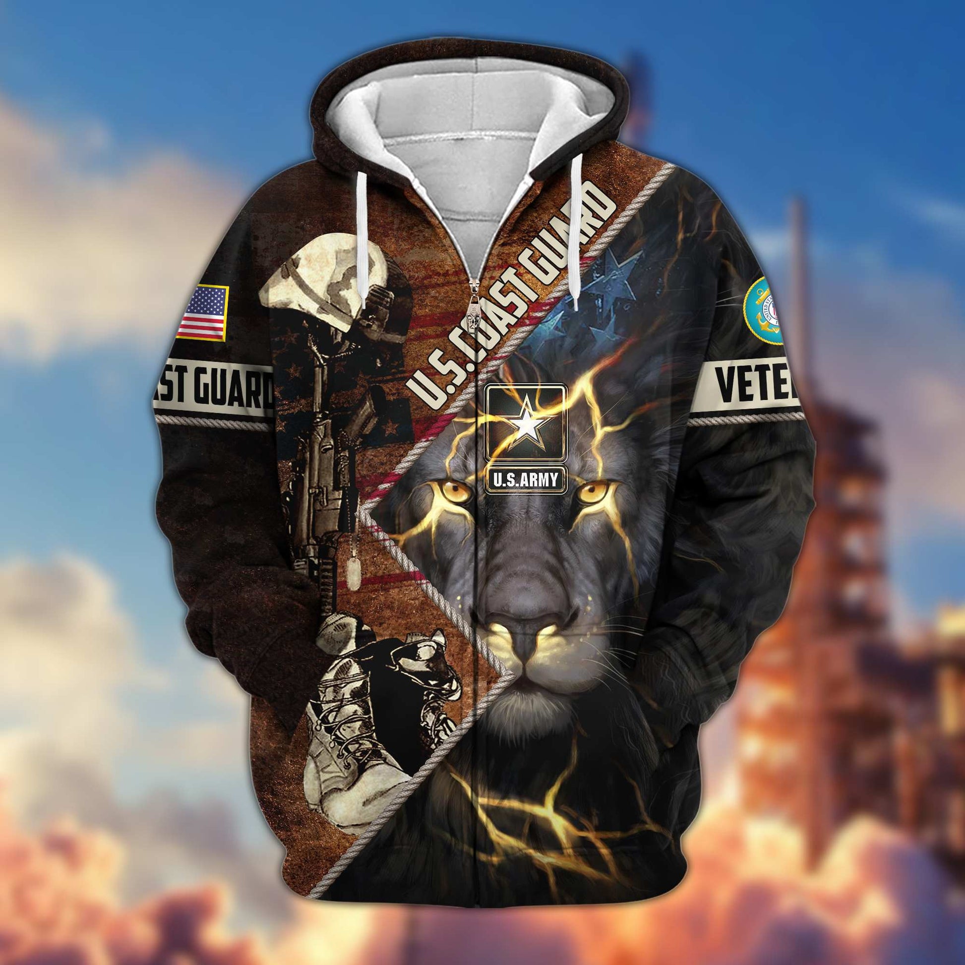 Premium USCG Veteran Zip Hoodie VPVC604905, Gifts For Coast Guard Veteran