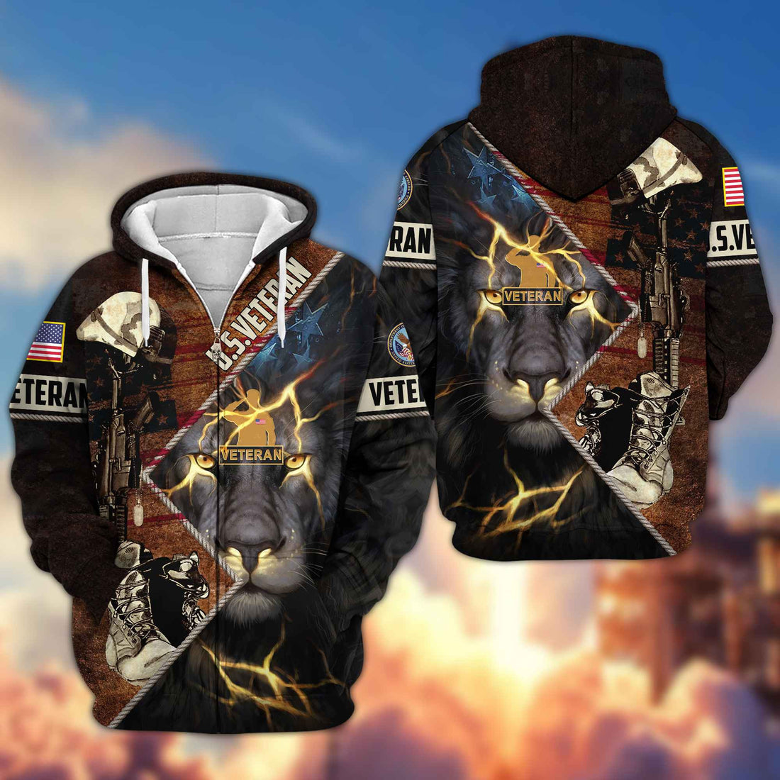 Premium US Veteran Zip Hoodie VPVC604907, Gifts For US Veteran