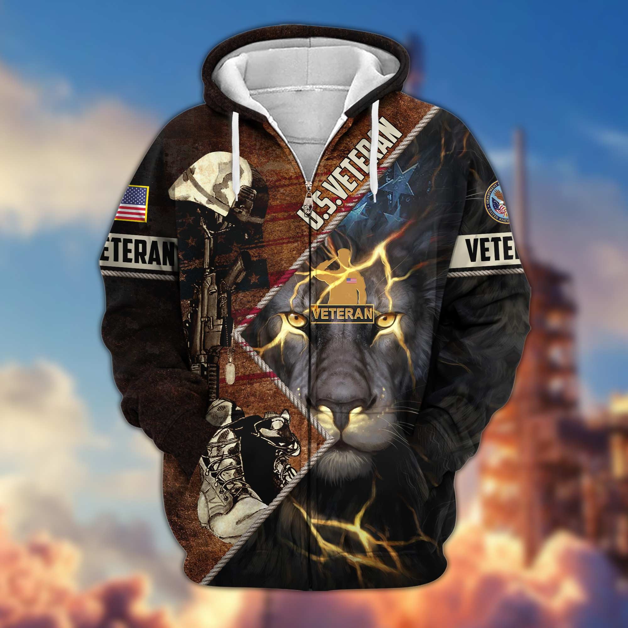 Premium US Veteran Zip Hoodie VPVC604907, Gifts For US Veteran