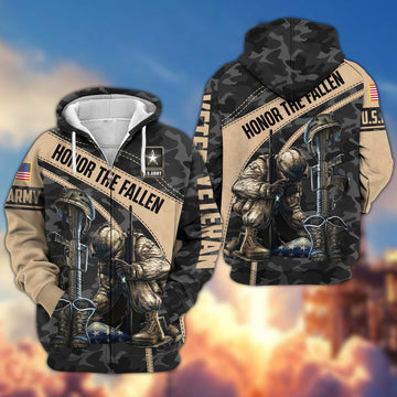 Premium US Army Veteran Zip Hoodie VPVC605001, Gifts For Army Veteran
