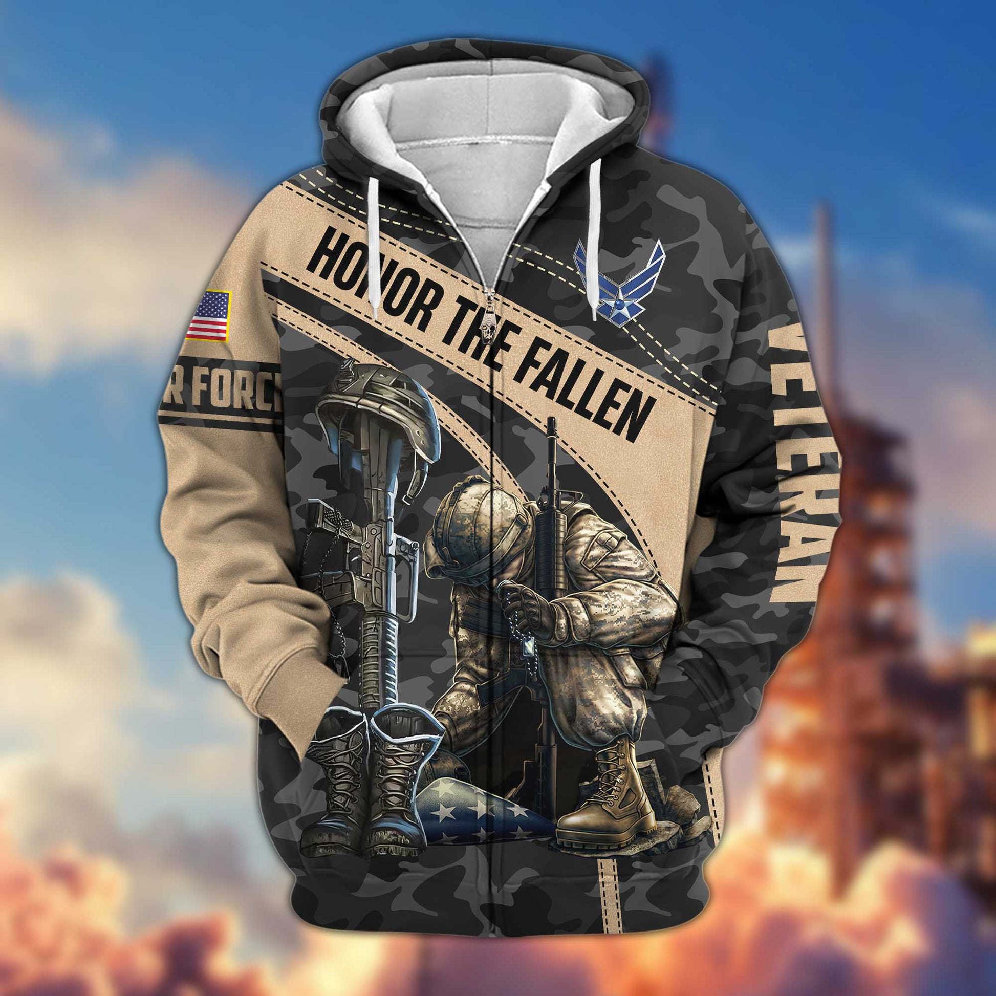 Premium USAF Veteran Zip Hoodie VPVC605004, Gifts For Air Force Veteran