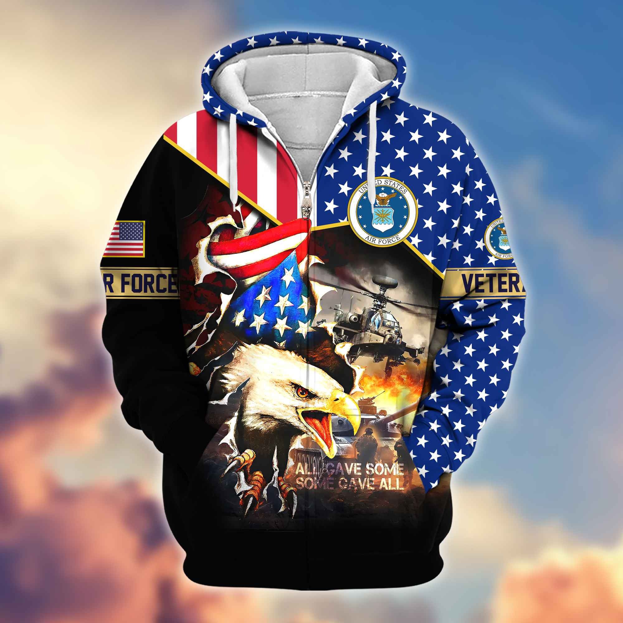 Premium USAF Veteran Zip Hoodie VPVC604604, Gifts For Air Force Veteran