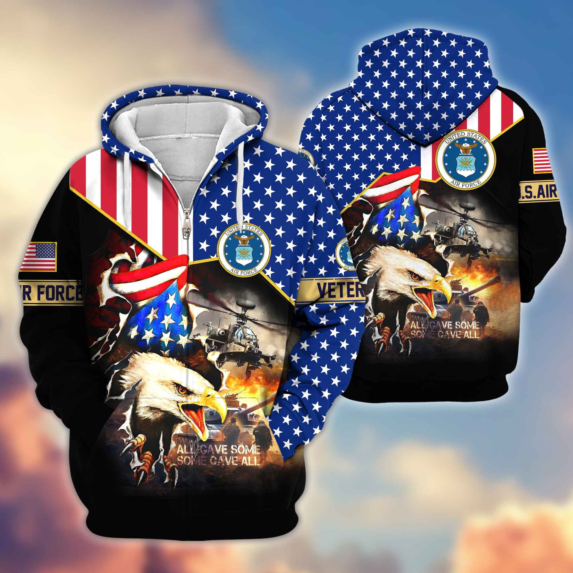 Premium USAF Veteran Zip Hoodie VPVC604604, Gifts For Air Force Veteran