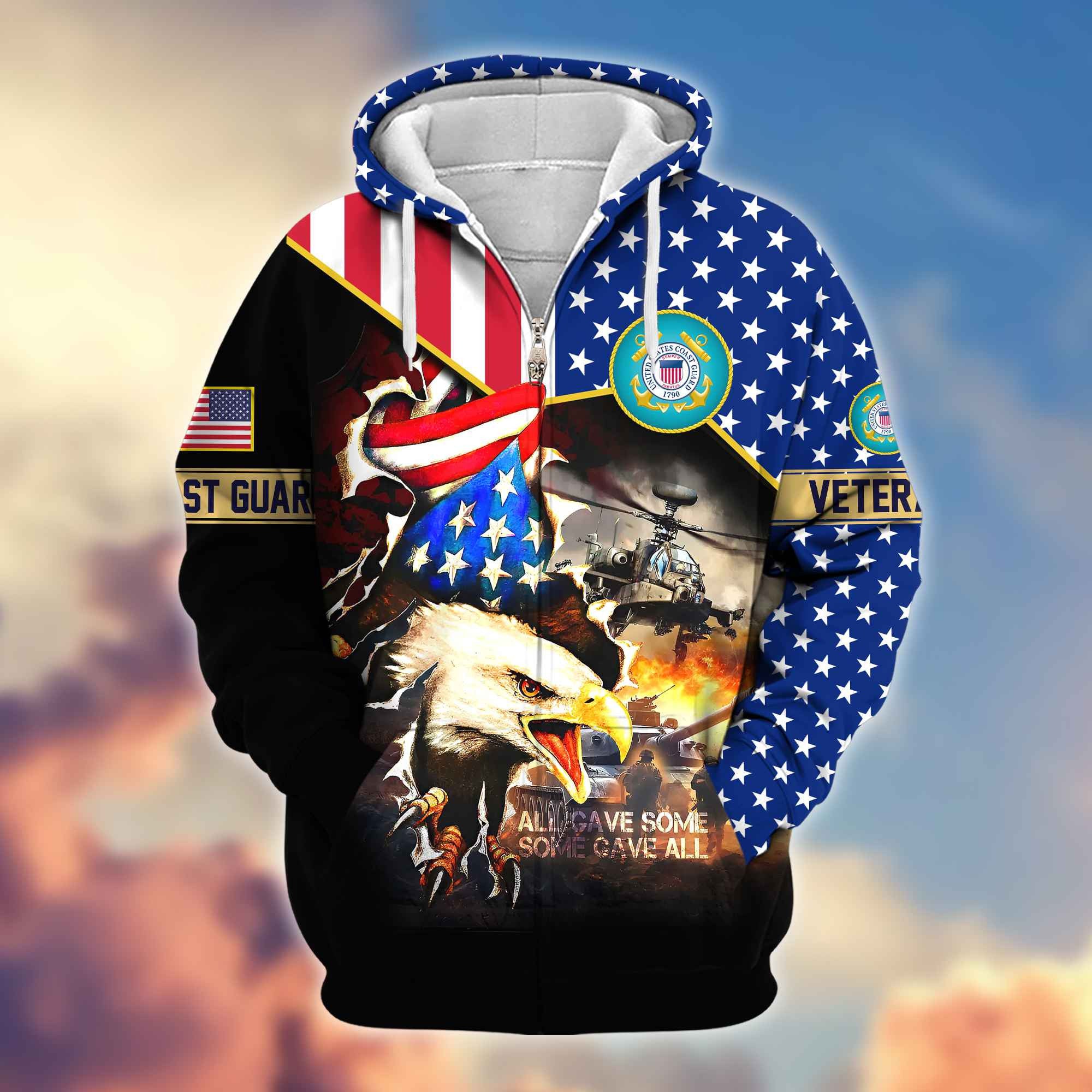 Premium USCG Veteran Zip Hoodie VPVC604605, Gifts For Coast Guard Veteran