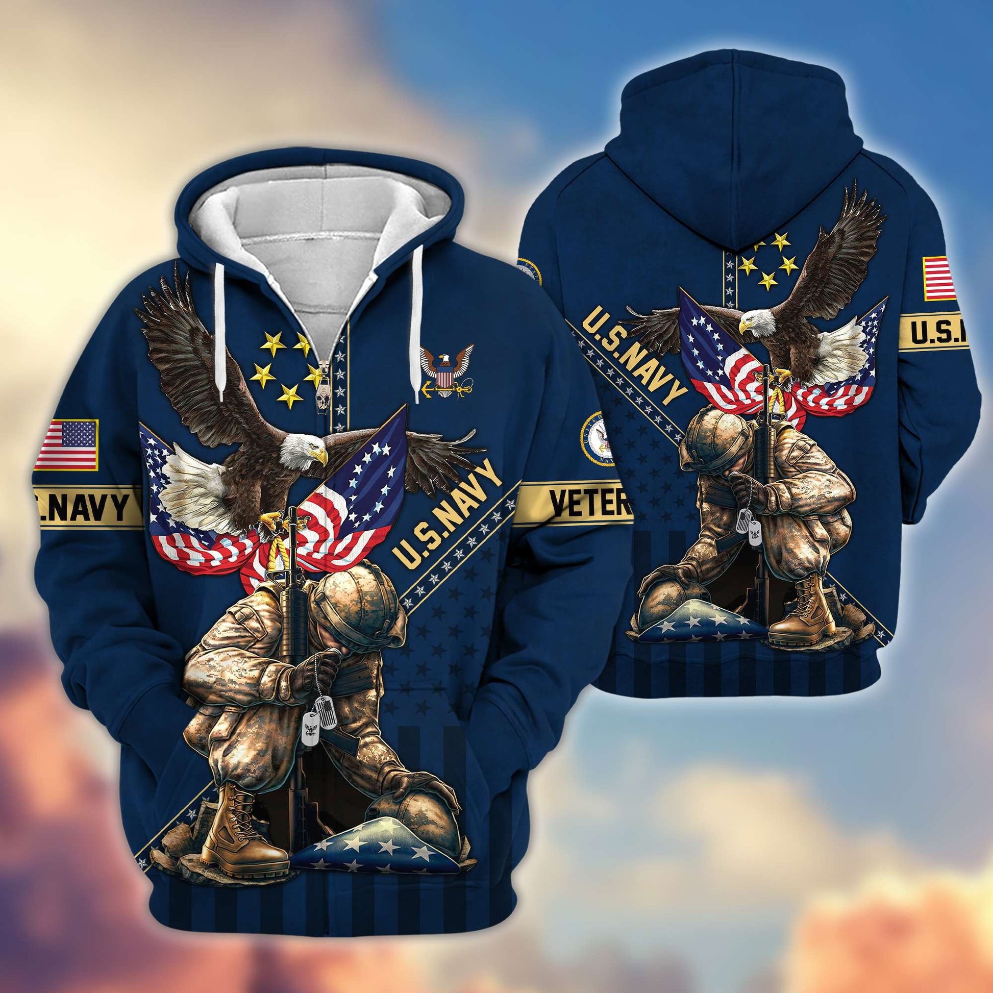 Premium US Navy Veteran Zip Hoodie VPVC605102, Gifts For Navy Veteran