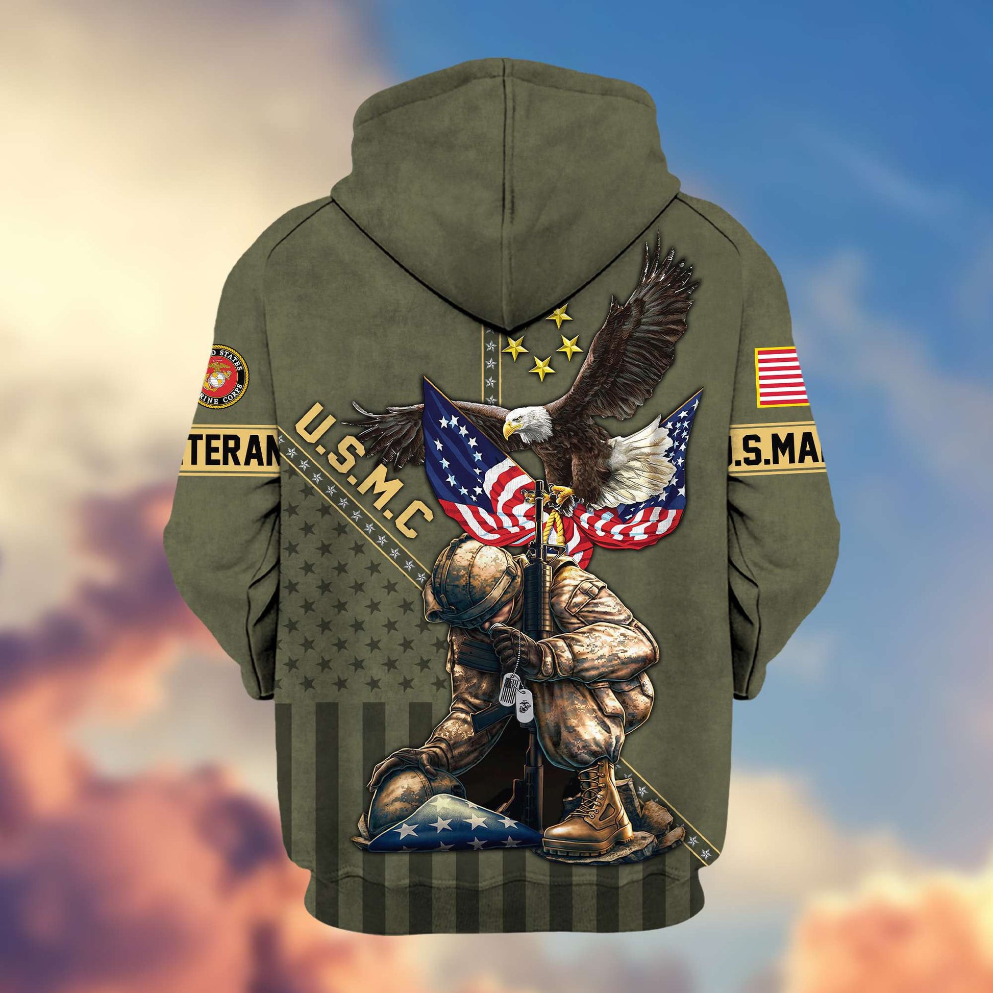 Premium USMC Veteran Zip Hoodie VPVC605111, Gifts For Marine Veteran