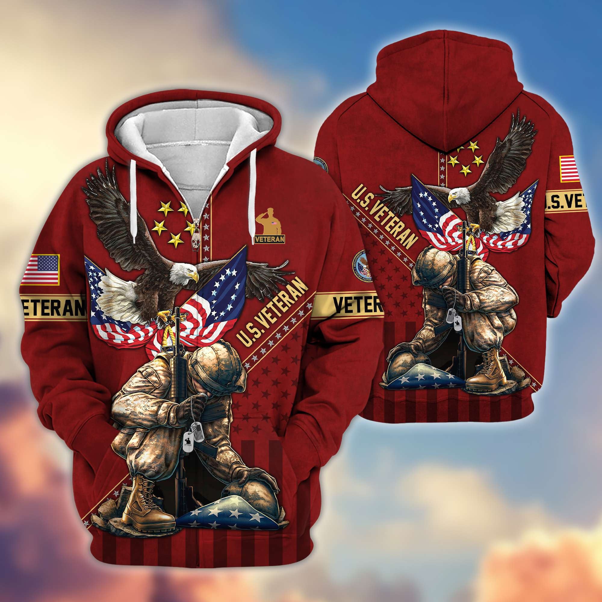 Premium US Veteran Zip Hoodie VPVC605107, Gifts For US Veteran