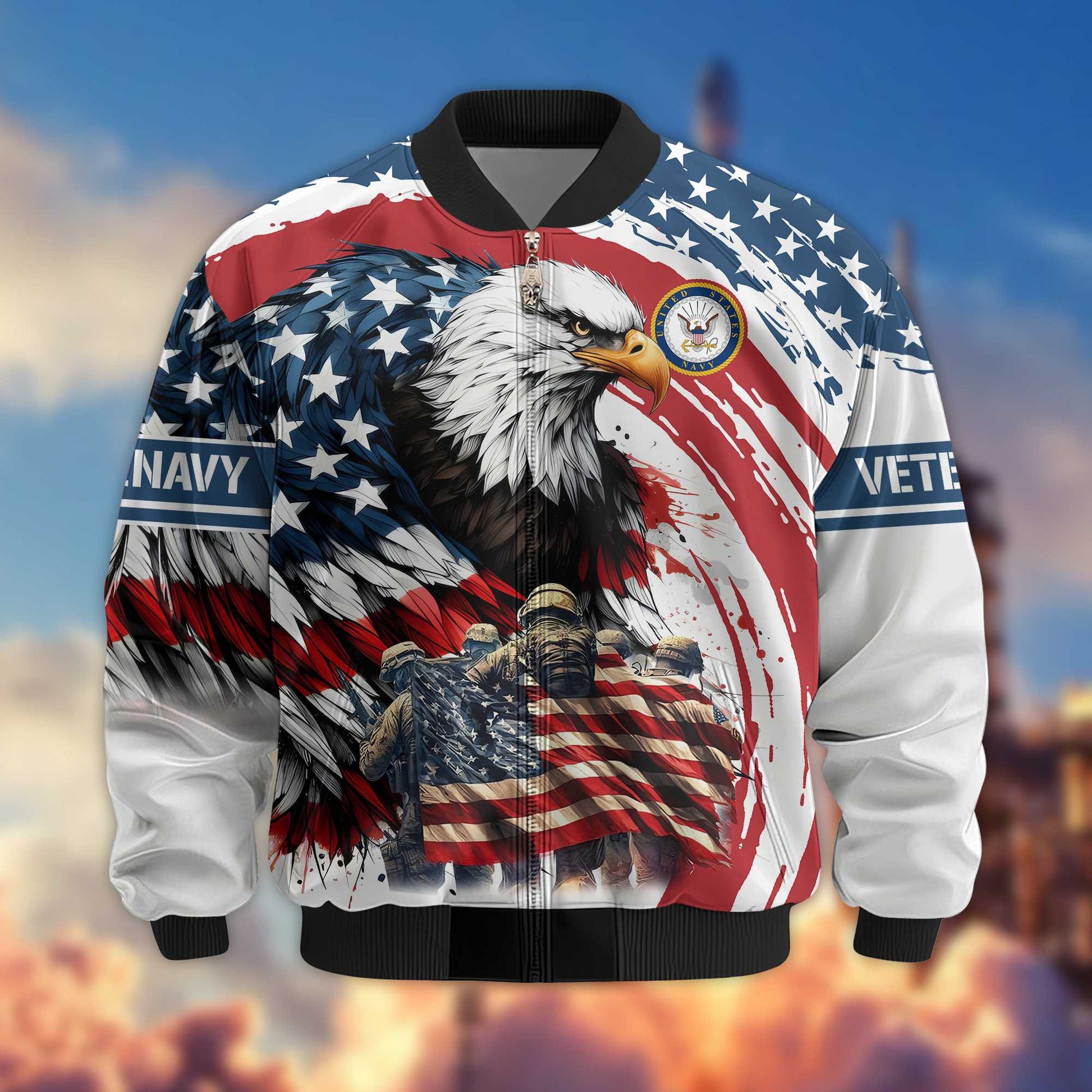 Premium US Navy Veteran Bomber Jacket VPVC801102, Gifts For US Navy Veteran