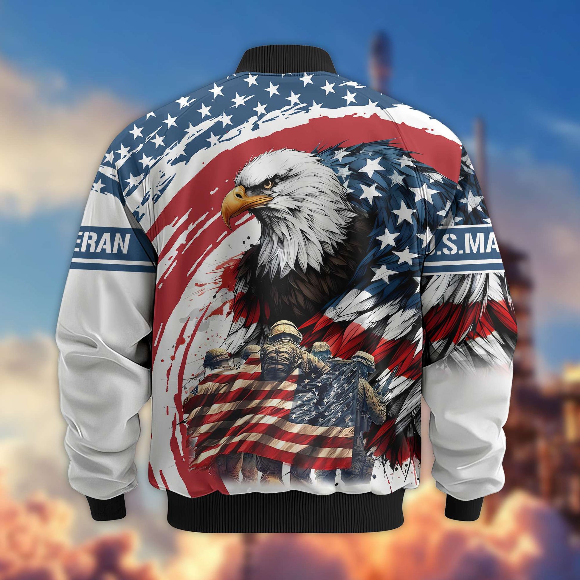 Premium USMC Veteran Bomber Jacket VPVC801103, Gifts For US Marines Veteran