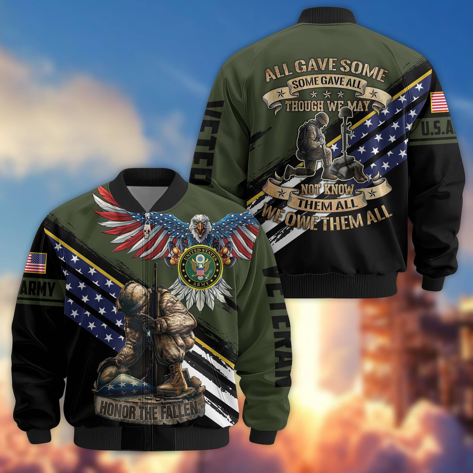 Premium US Army Veteran Bomber Jacket VPVC801501, Gifts For US Army Veteran
