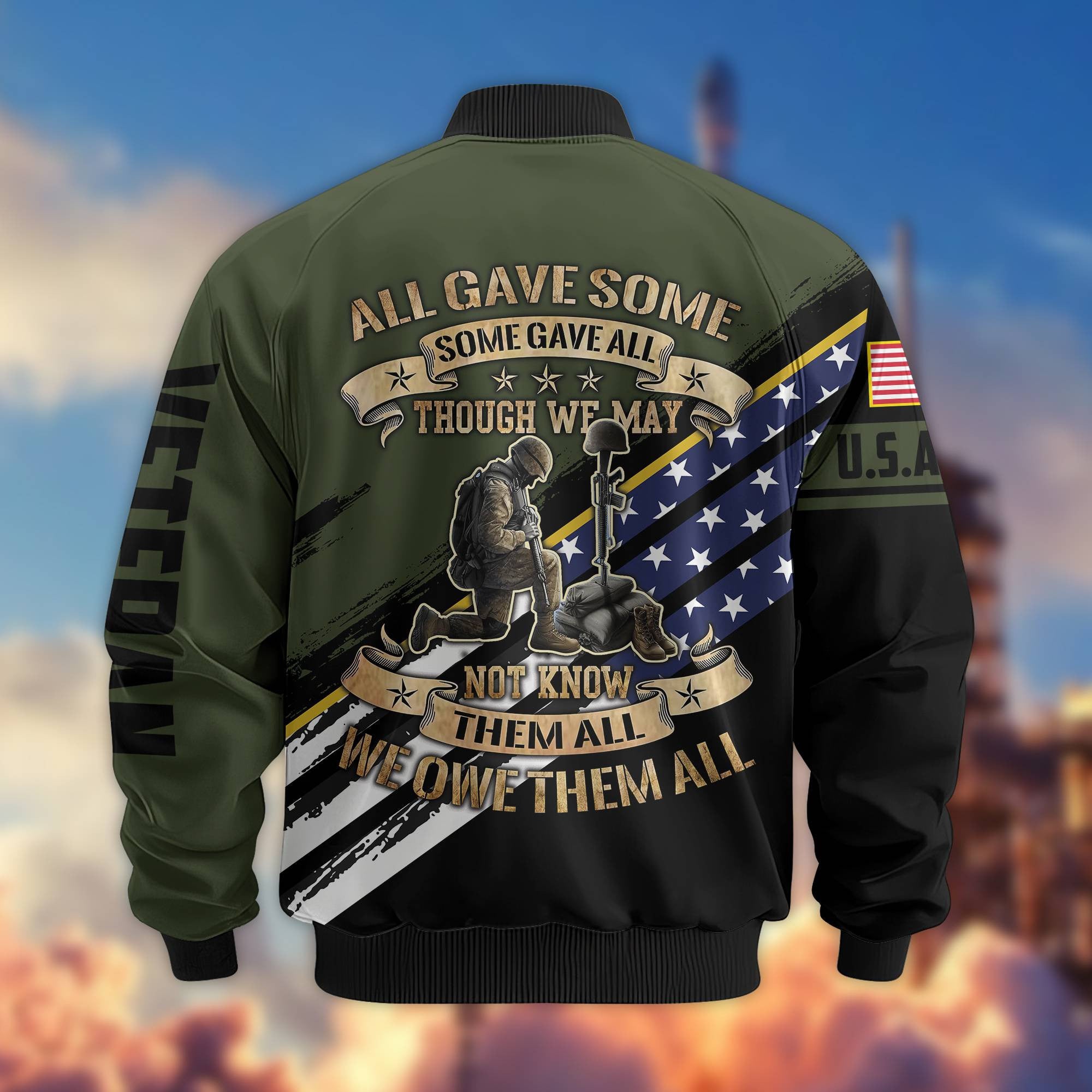 Premium US Army Veteran Bomber Jacket VPVC801501, Gifts For US Army Veteran