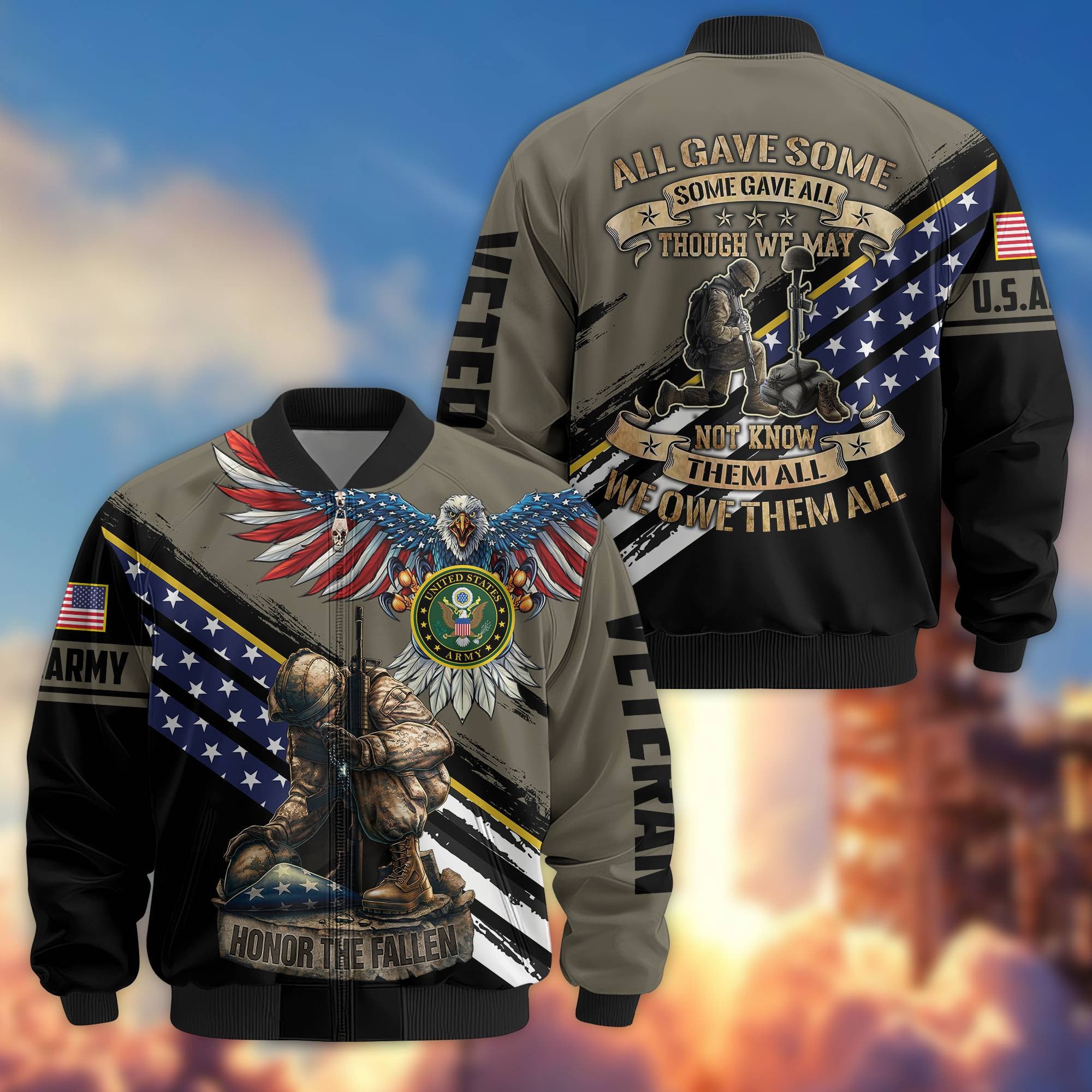 Premium US Army Veteran Bomber Jacket VPVC801510, Gifts For US Army Veteran