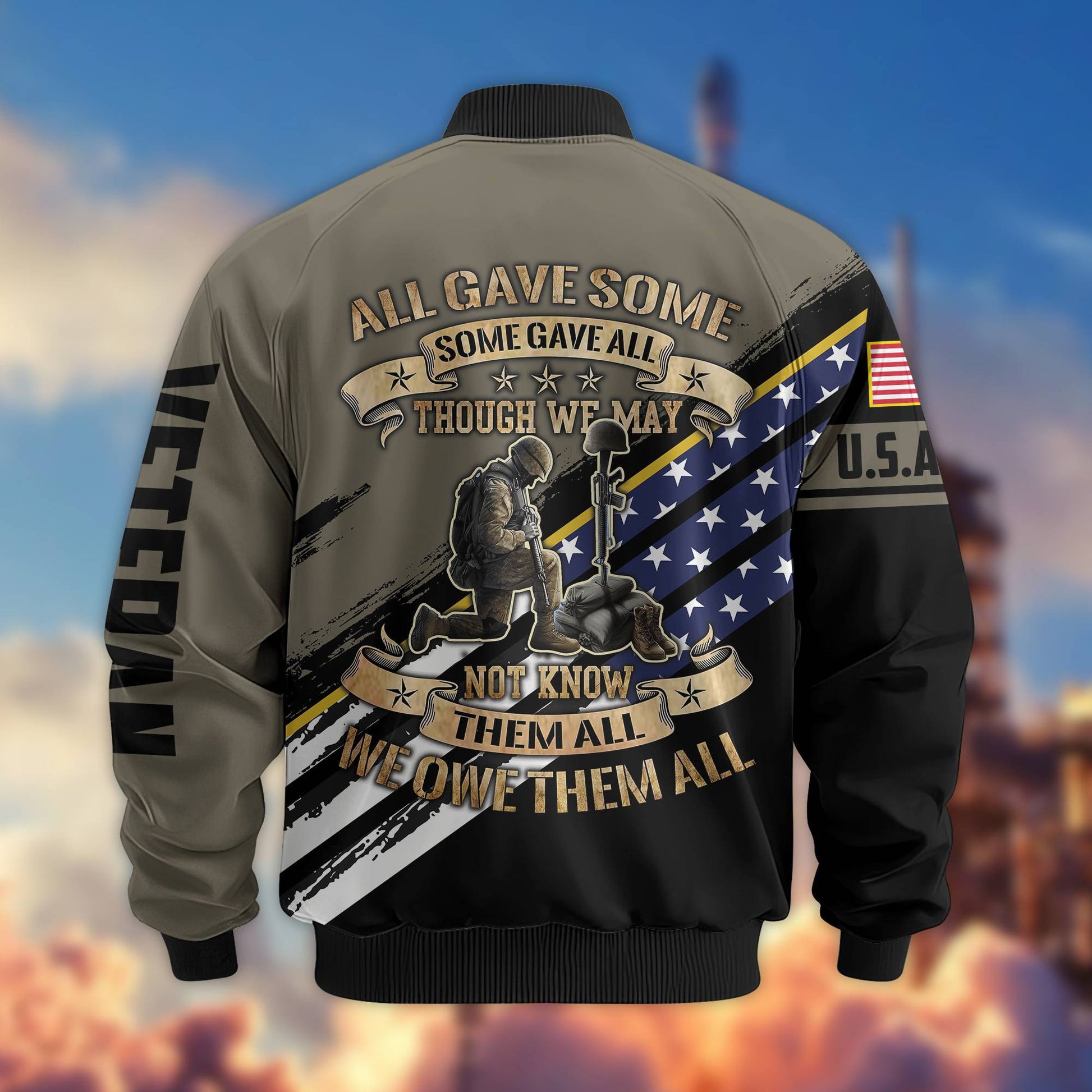 Premium US Army Veteran Bomber Jacket VPVC801510, Gifts For US Army Veteran