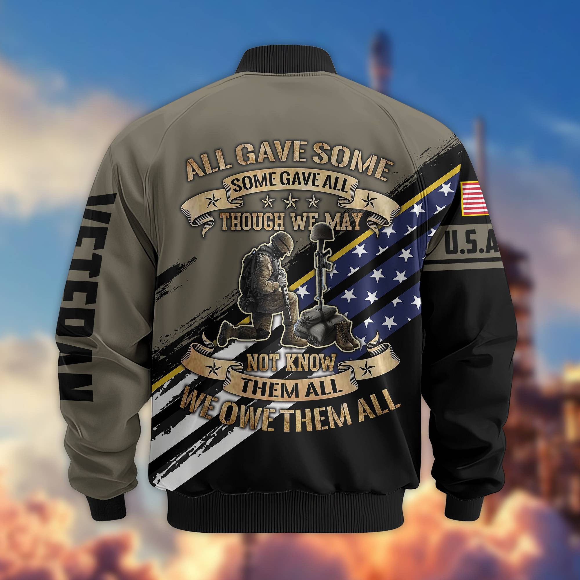 Premium US Army Veteran Bomber Jacket VPVC801510, Gifts For US Army Veteran