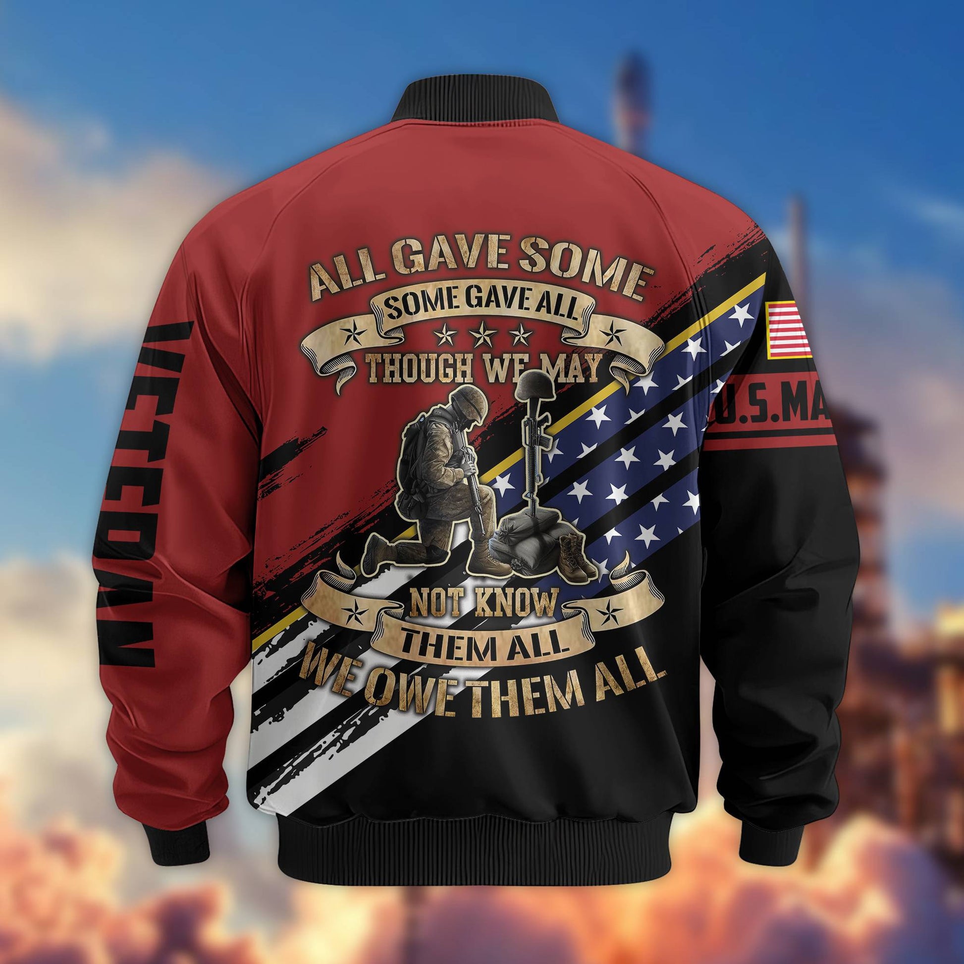 Premium USMC Veteran Bomber Jacket VPVC801503, Gifts For US Marines Veteran