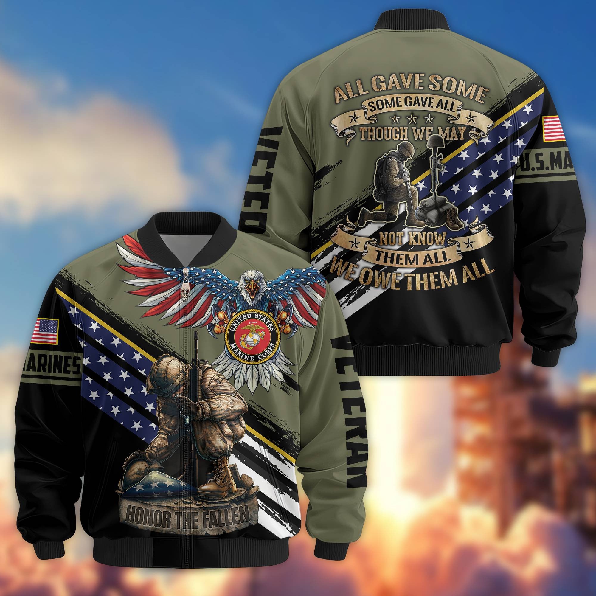 Premium USMC Veteran Bomber Jacket VPVC801511, Gifts For US Marines Veteran