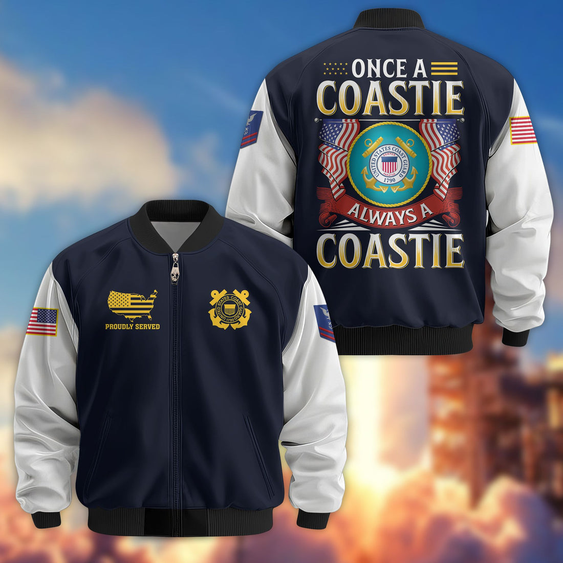 Premium Custom USCG Veteran Bomber Jacket VPVC801605, Gifts For US Coast Guard Veteran