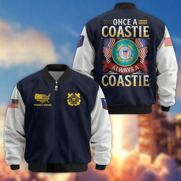 Premium Custom USCG Veteran Bomber Jacket VPVC801605, Gifts For US Coast Guard Veteran