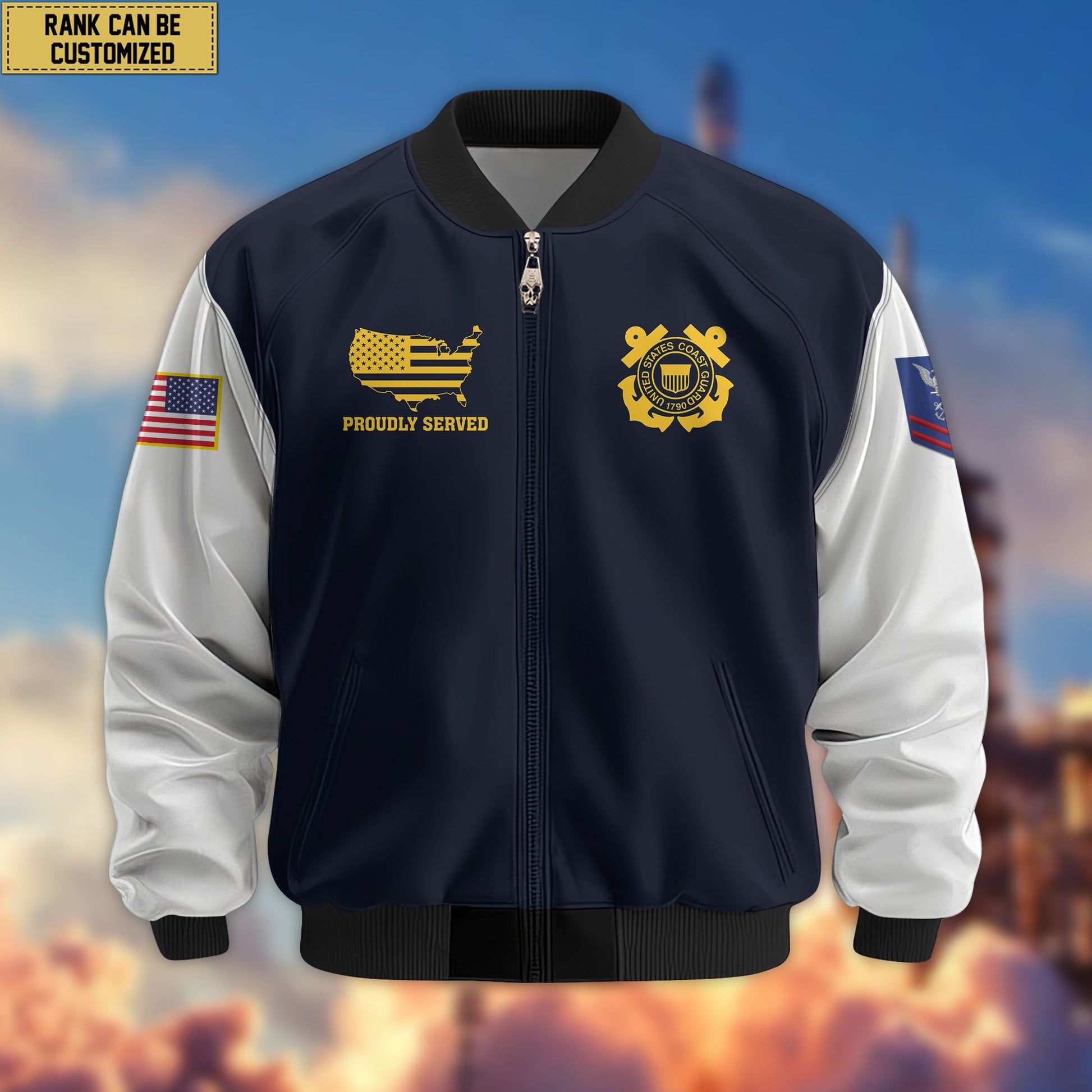 Premium Custom USCG Veteran Bomber Jacket VPVC801605, Gifts For US Coast Guard Veteran