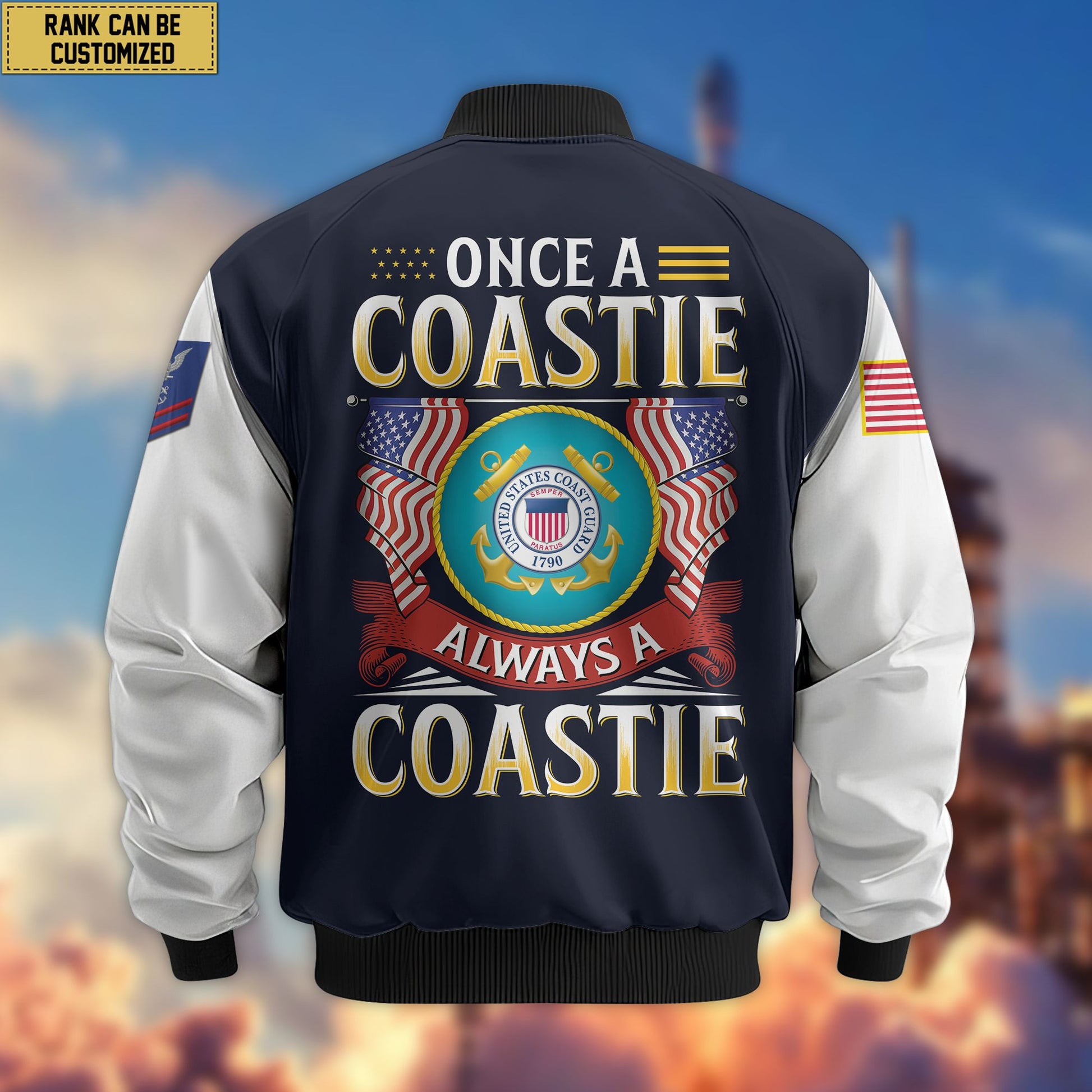 Premium Custom USCG Veteran Bomber Jacket VPVC801605, Gifts For US Coast Guard Veteran