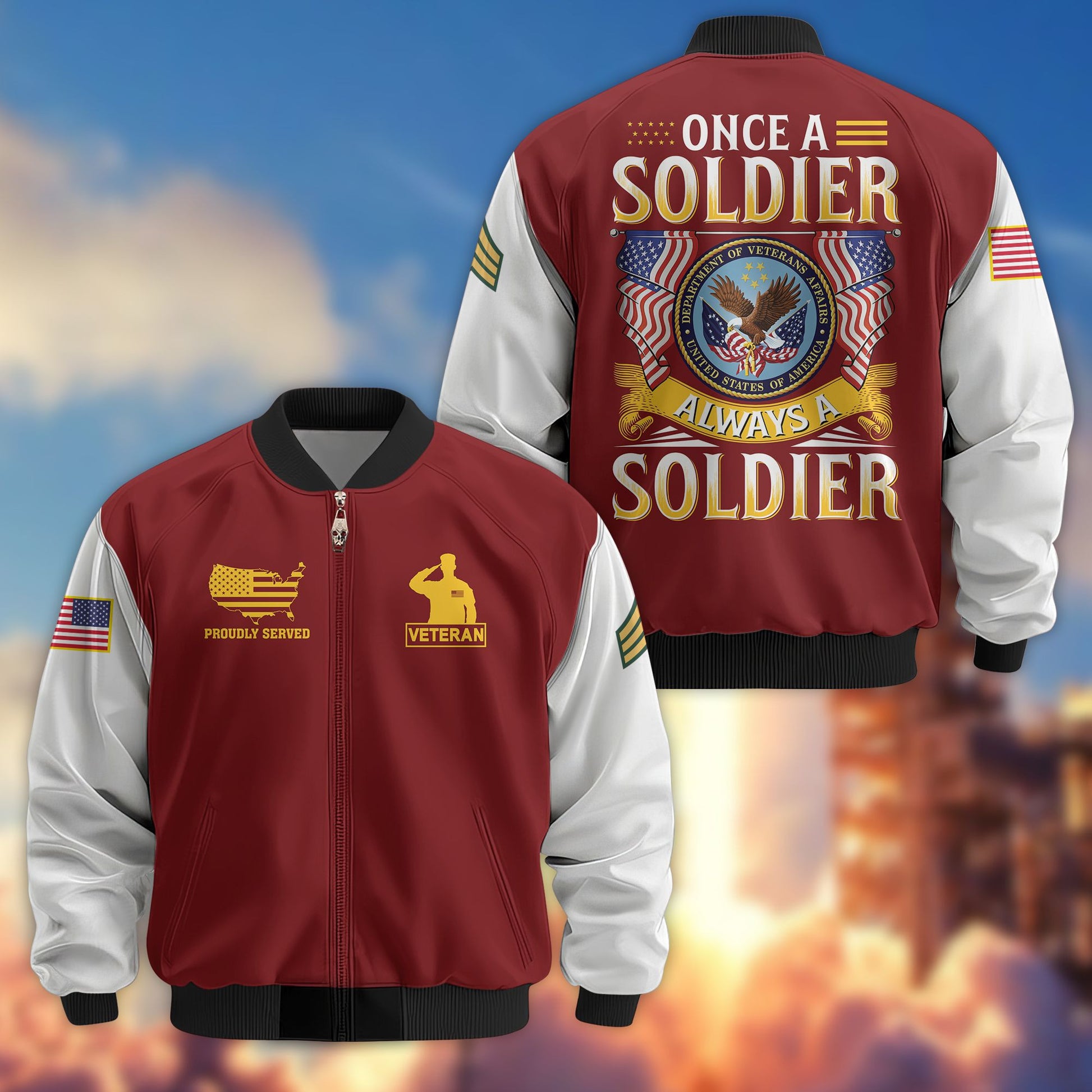 Premium Custom US Veteran Bomber Jacket VPVC801607, Gifts For US Veteran