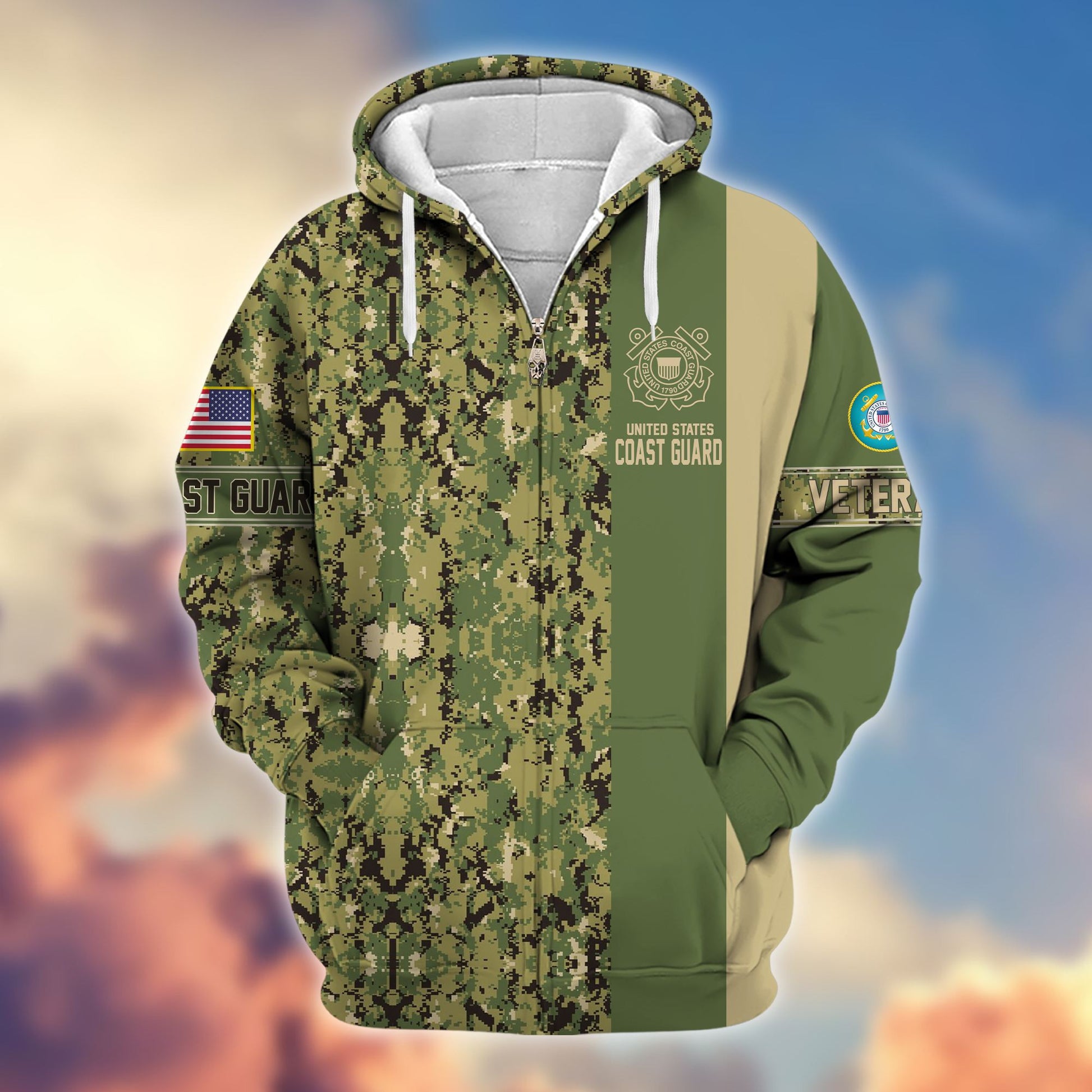 Premium USCG Veteran Zip Hoodie VPVC605305, Gifts For Coast Guard Veteran
