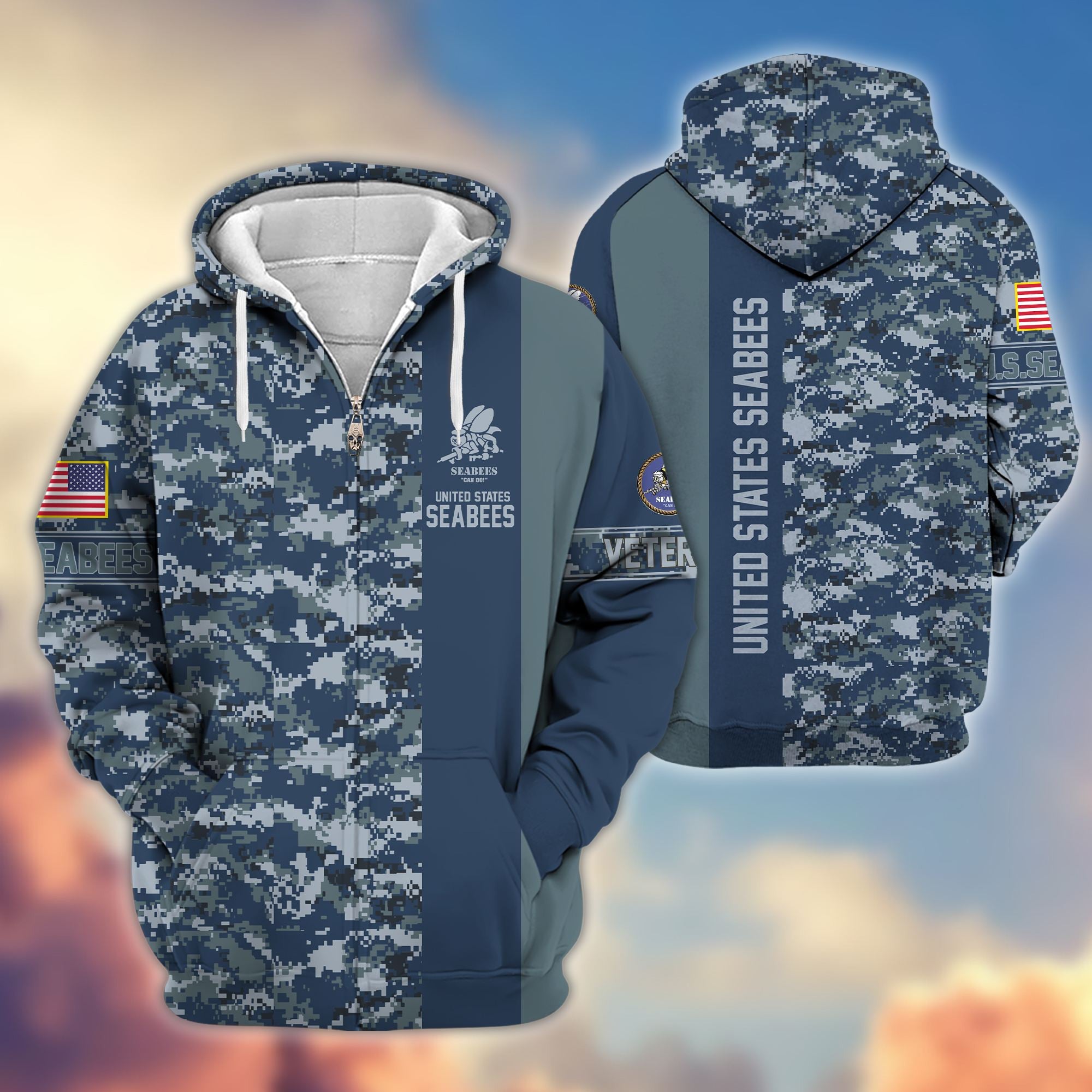 Premium US Seabees Zip Hoodie VPVC605309, Gifts For Seabees Veteran