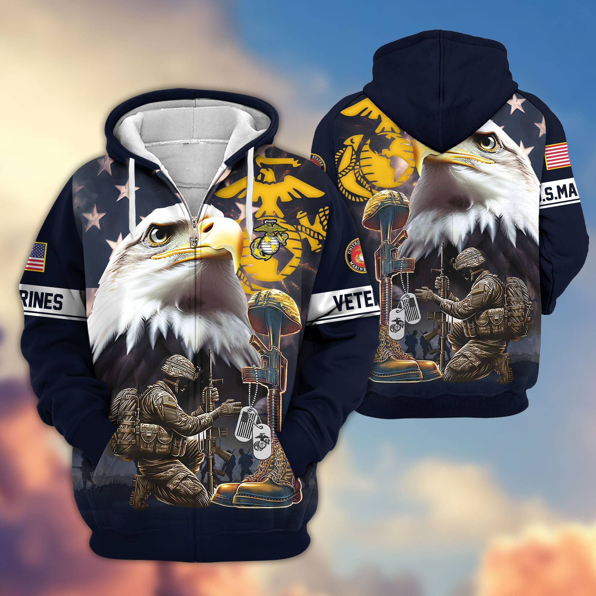 Premium Honoring All Who Served US Veterans Zip Hoodie APHN071011, Gifts For US Veterans, Gifts For Veterans Day