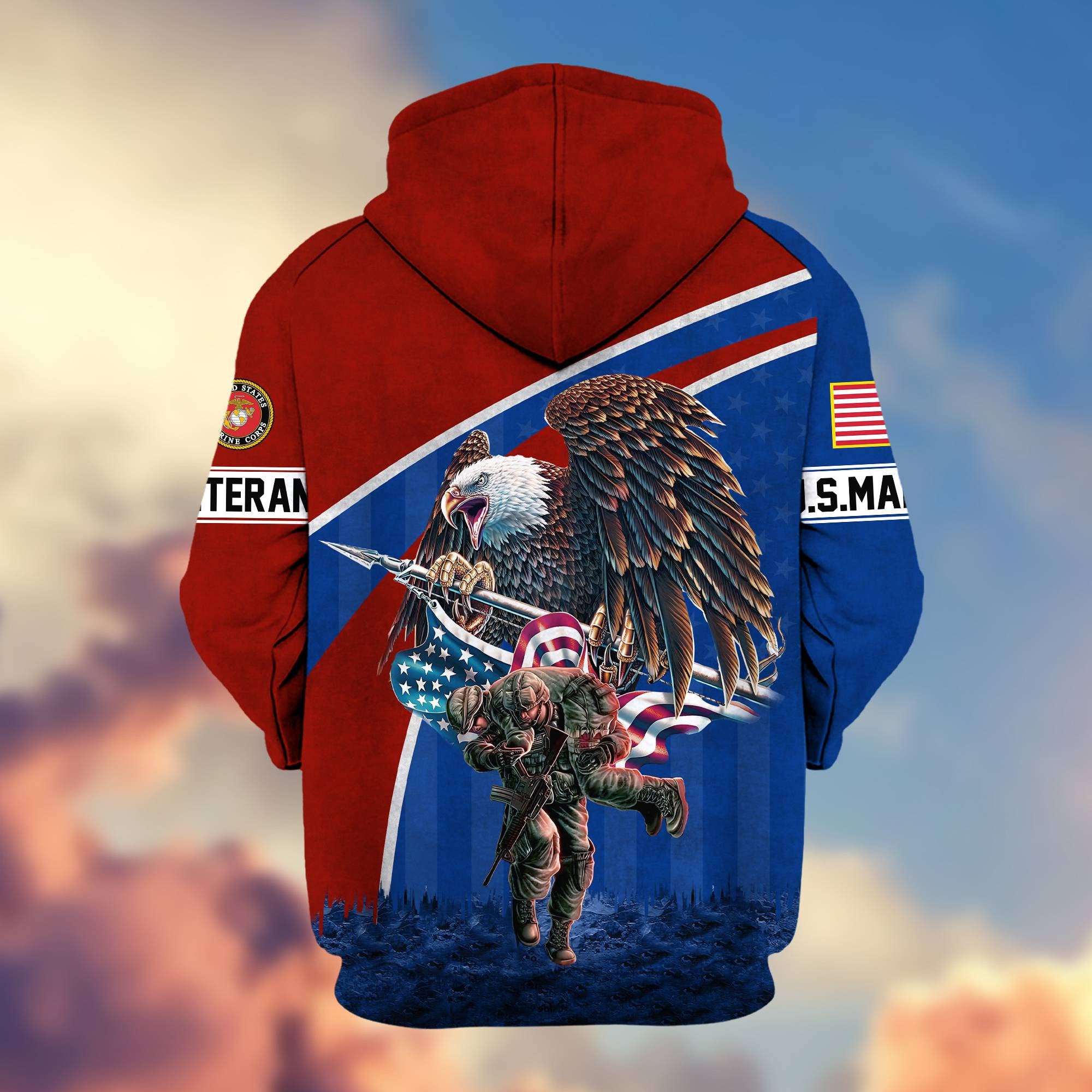 Premium USMC Veteran Zip Hoodie VPVC605203, Gifts For Marine Veteran