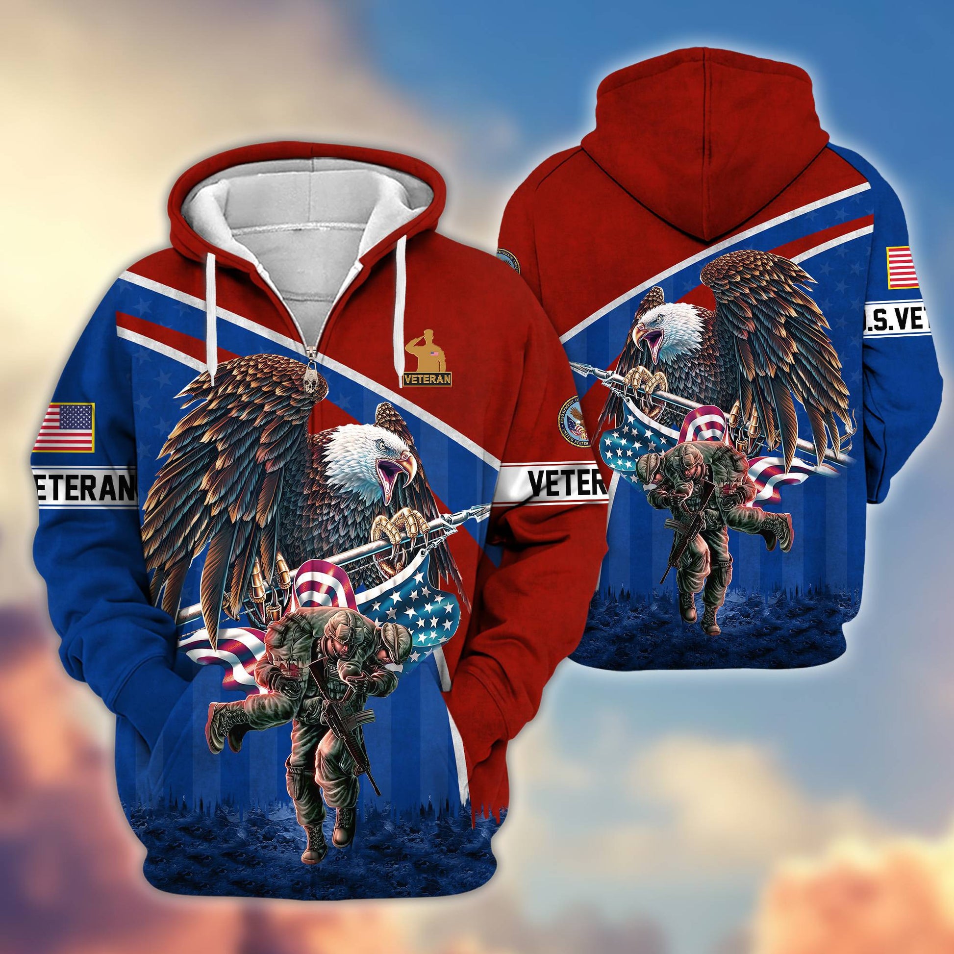 Premium US Veteran Zip Hoodie VPVC605207, Gifts For US Veteran