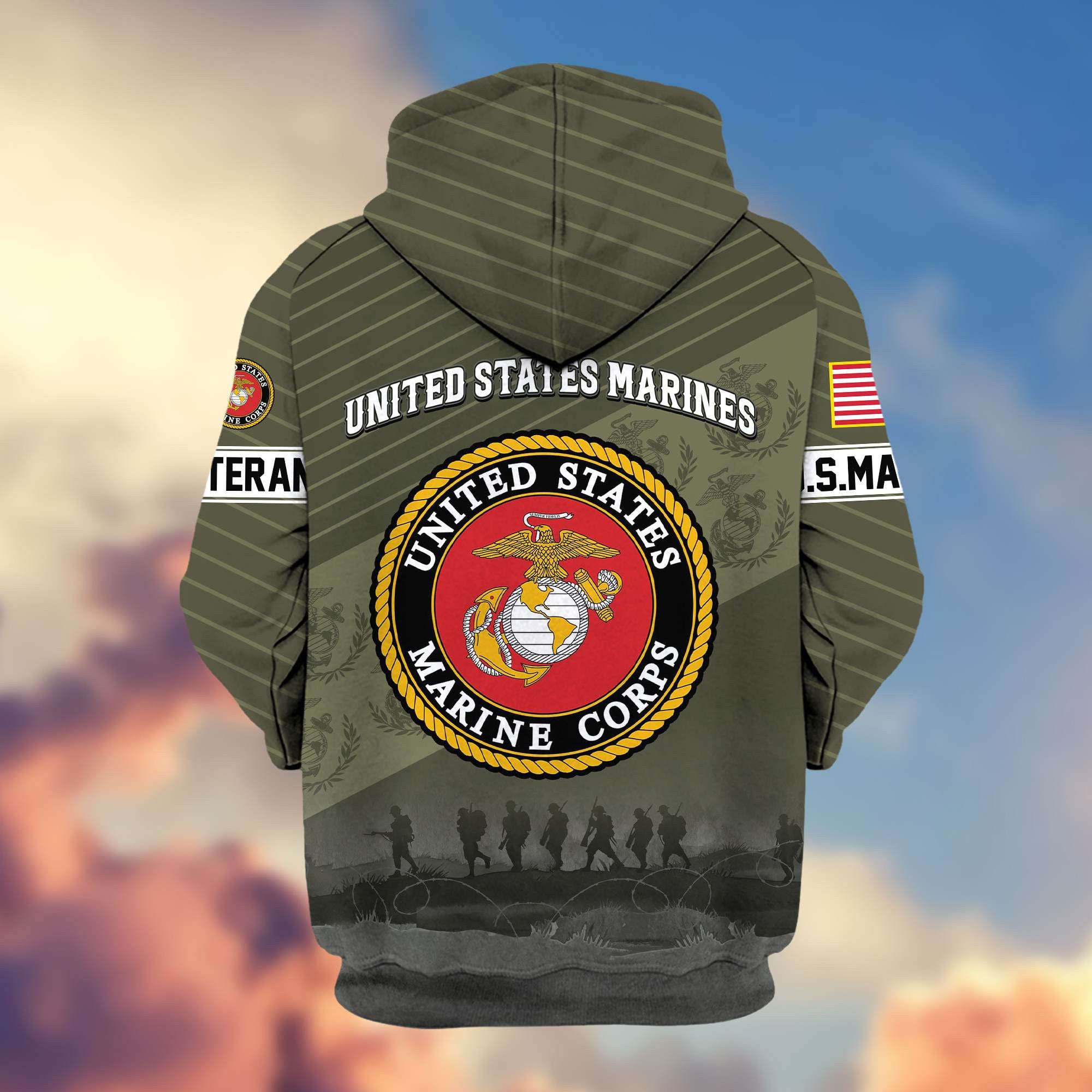 Premium USMC Veteran Zip Hoodie VPVC605410, Gifts For Marine Veteran