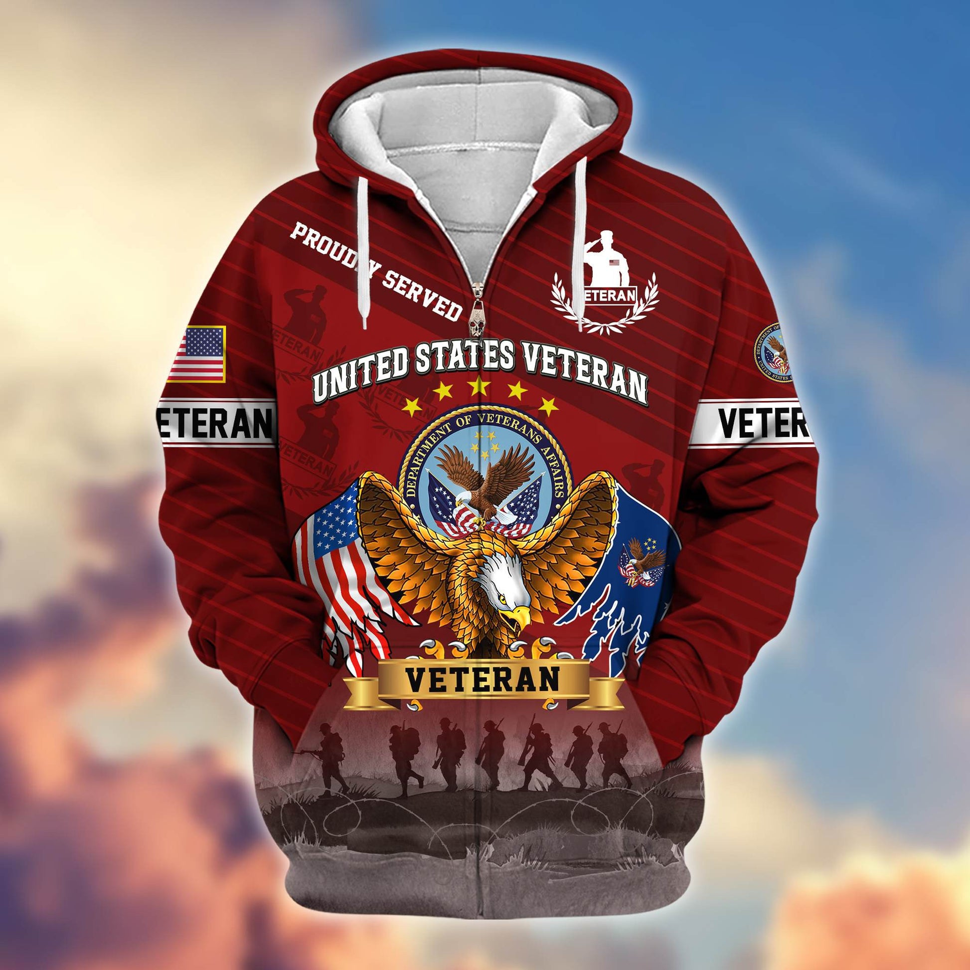 Premium US Veteran Zip Hoodie VPVC605407, Gifts For US Veteran