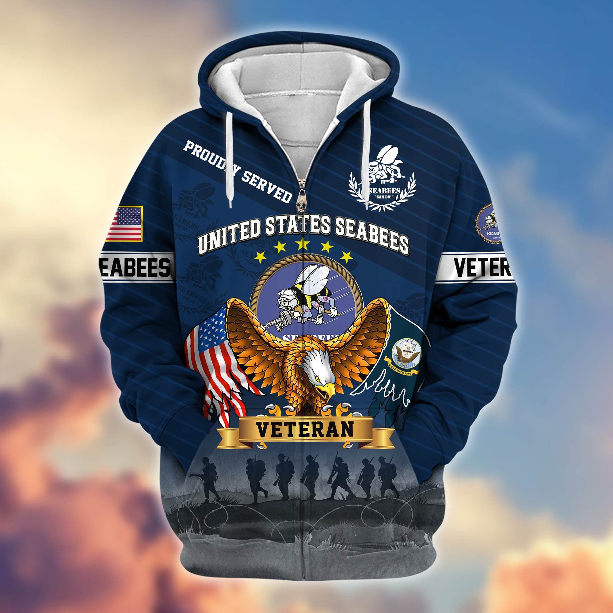 Premium US Seabees Zip Hoodie VPVC605409, Gifts For Seabees Veteran