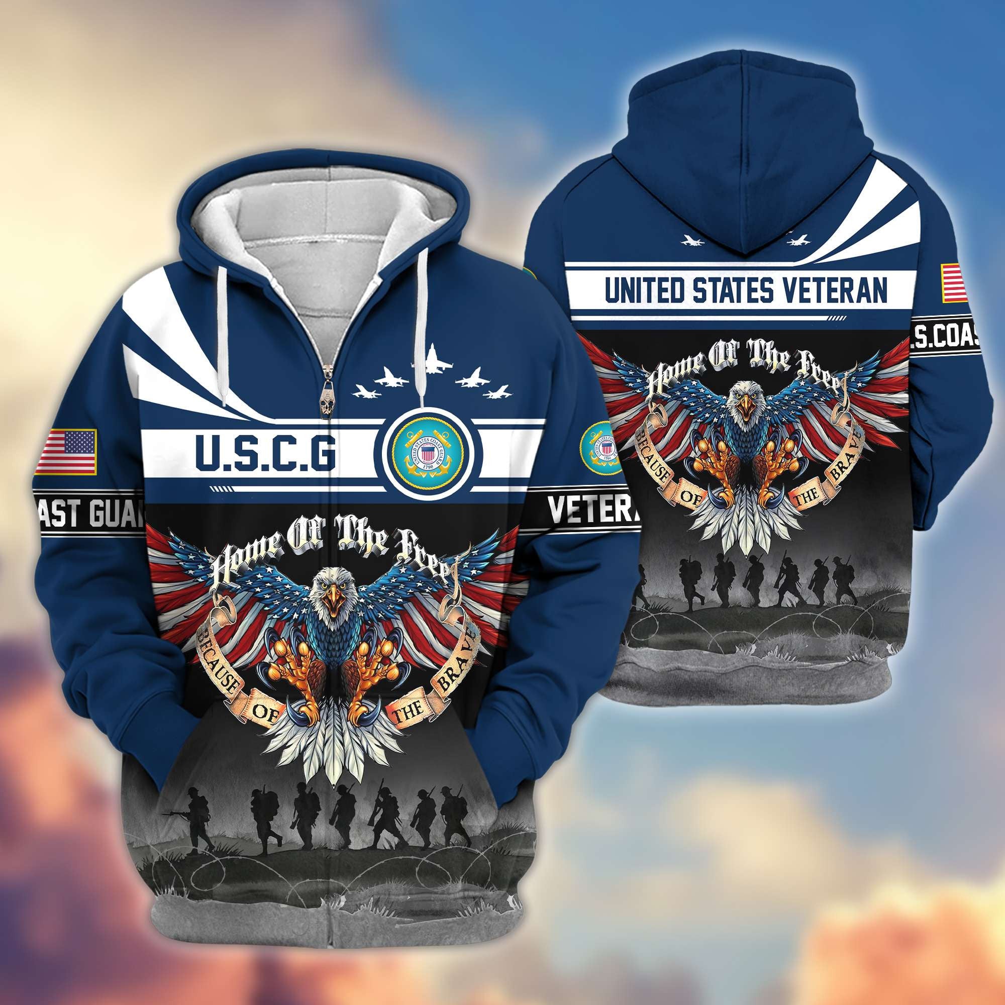 Premium USCG Veterans Zip Hoodie VPVC604105, Gifts For Coast Guard Veteran