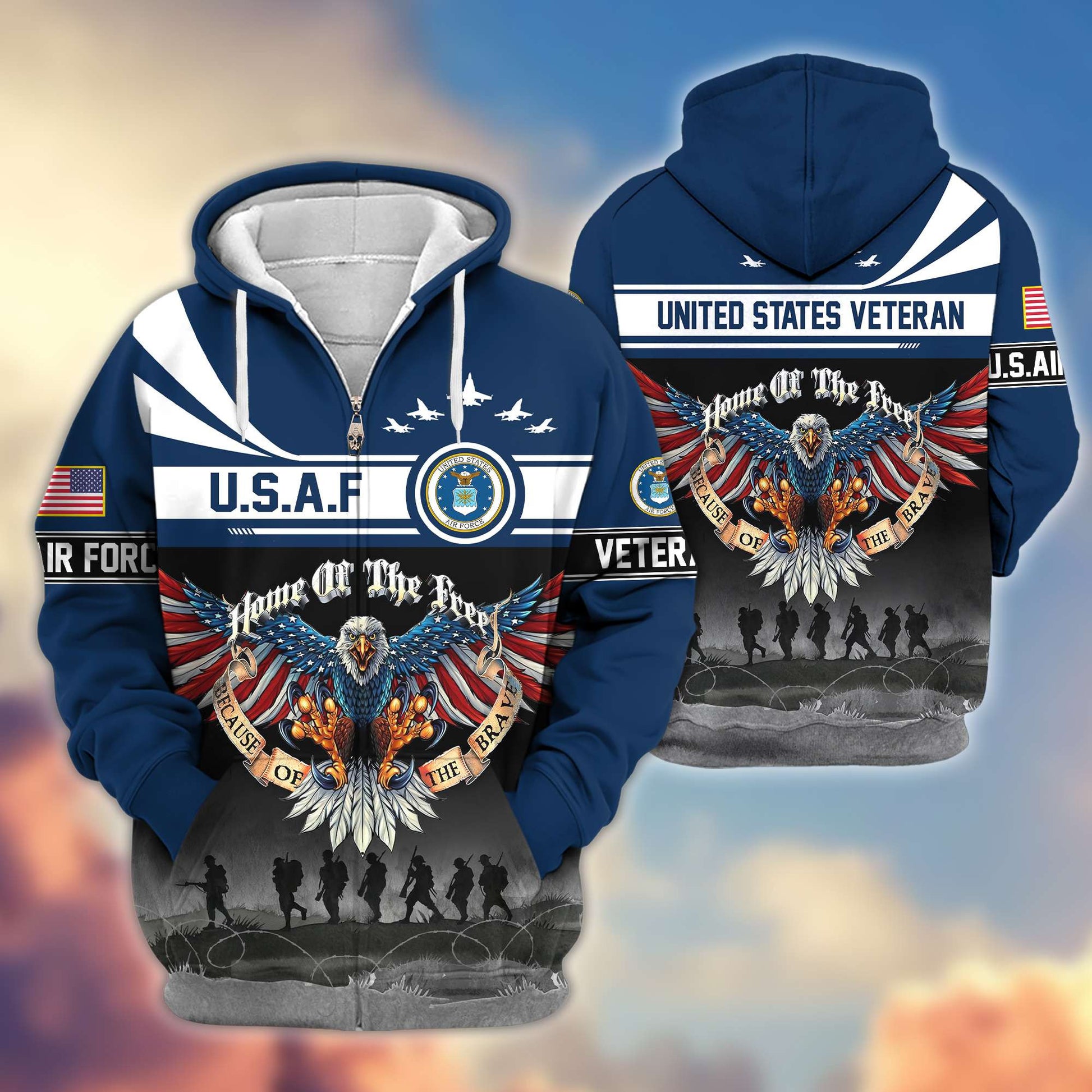 Premium USAF Veterans Zip Hoodie VPVC604104, Gifts For Air Force Veteran