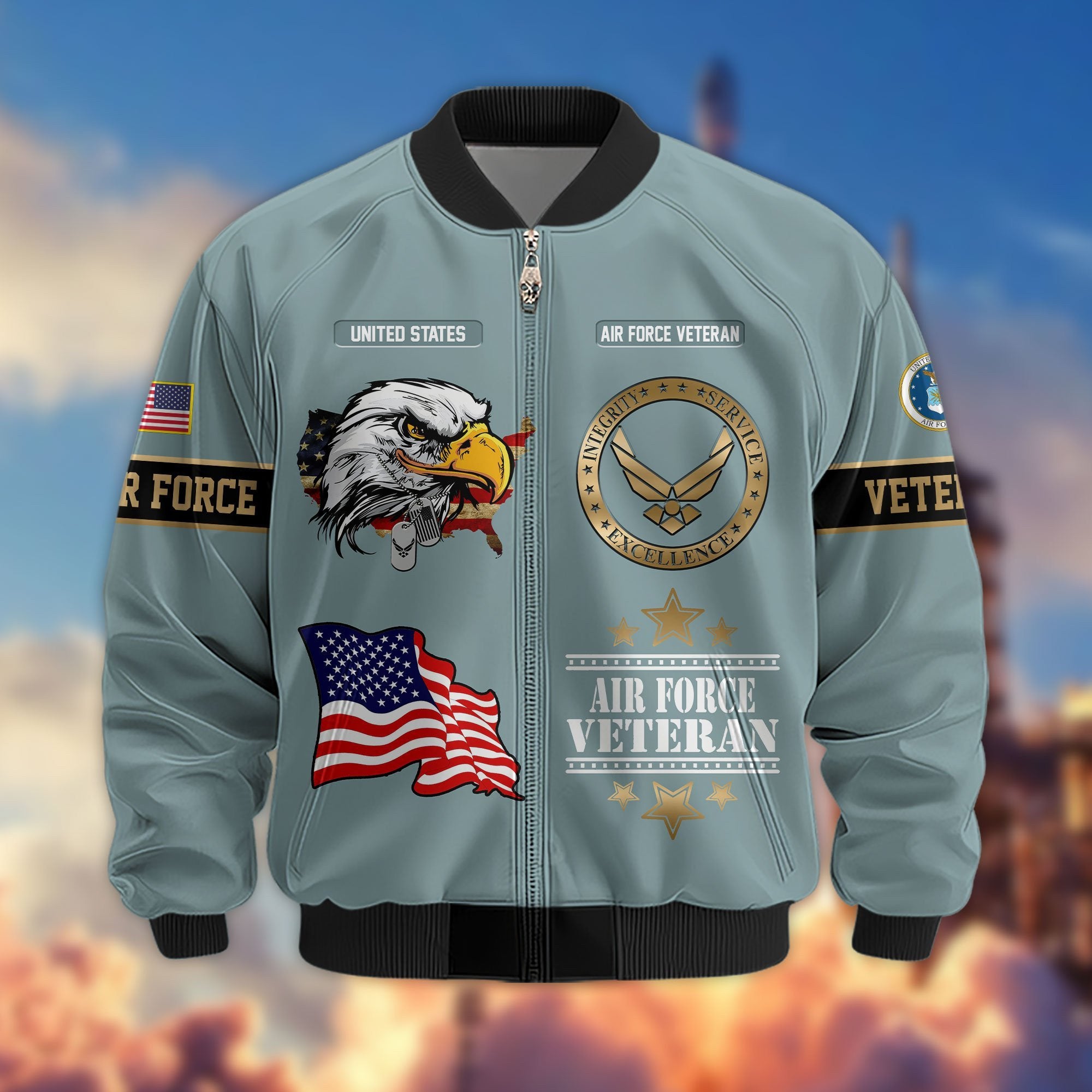 Premium Proudly Served US Veterans Bomber Jacket APHN111011, Gifts For US Veterans, Gifts For Veterans Day