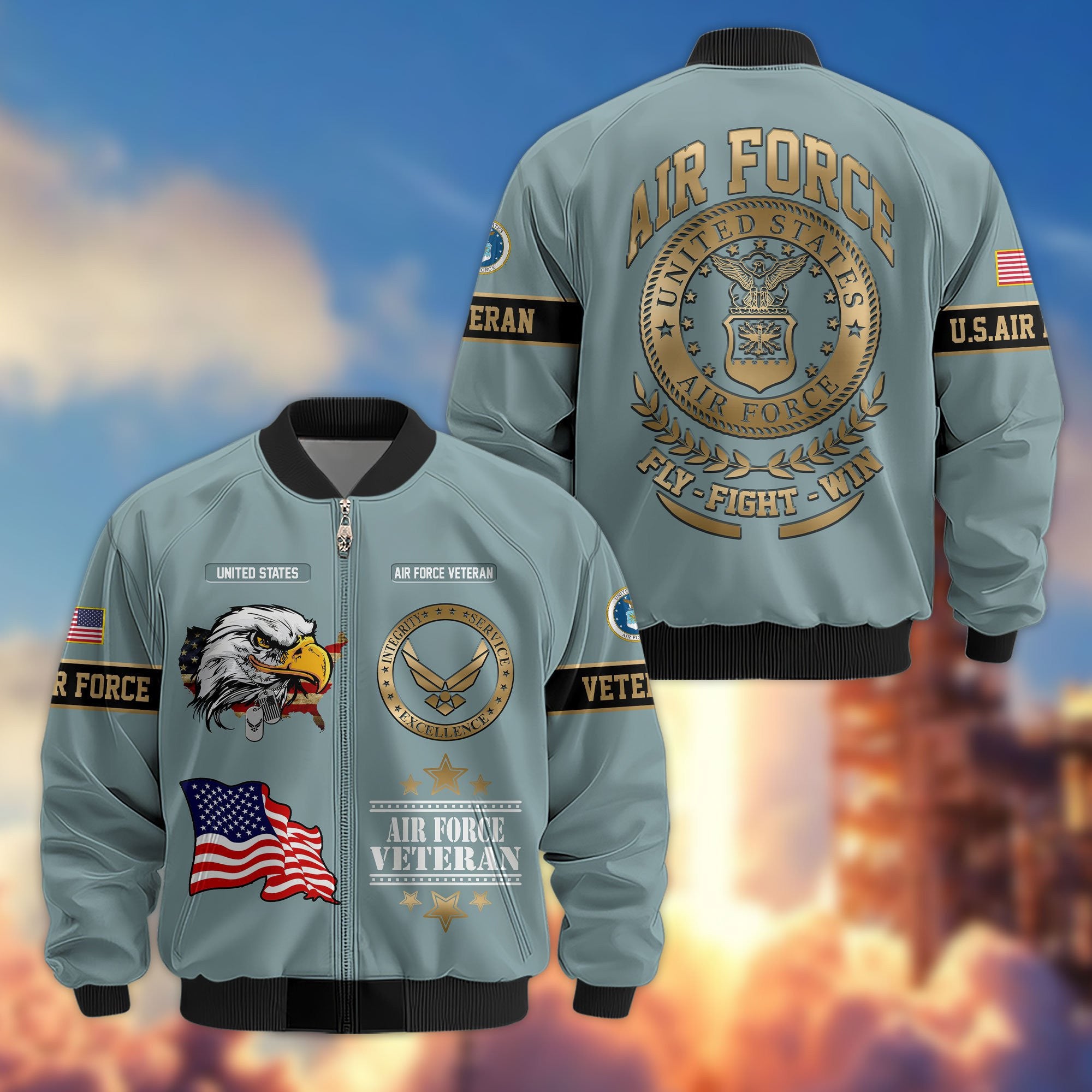 Premium Proudly Served US Veterans Bomber Jacket APHN111011, Gifts For US Veterans, Gifts For Veterans Day
